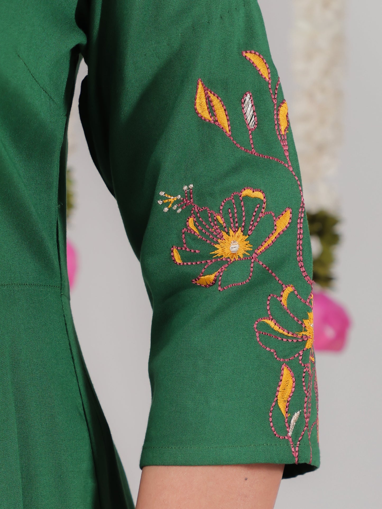 Embroidered Viscose Solid Anarkali Sea Green Kurta