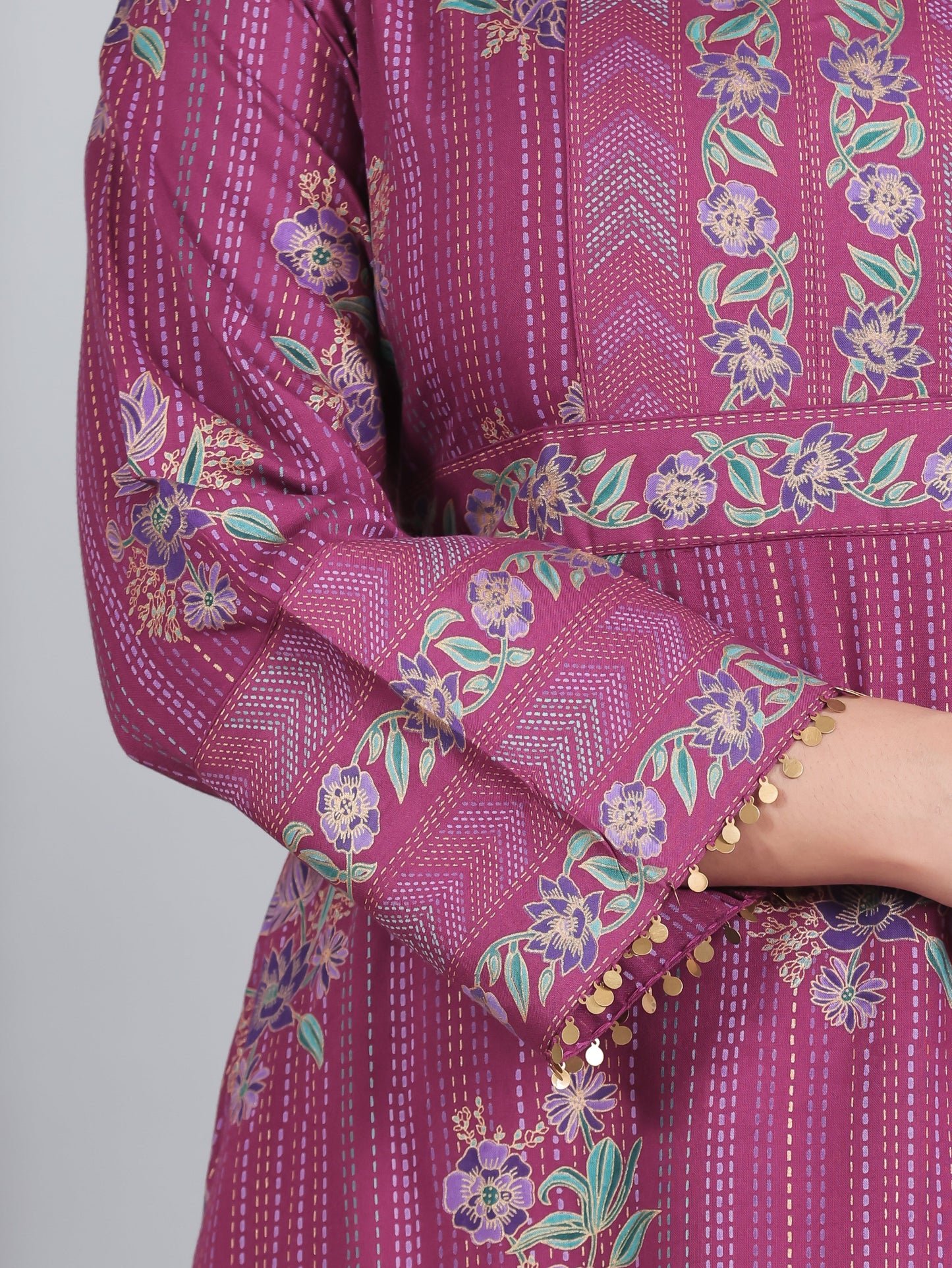 Viscose Floral Flared Purple Dress
