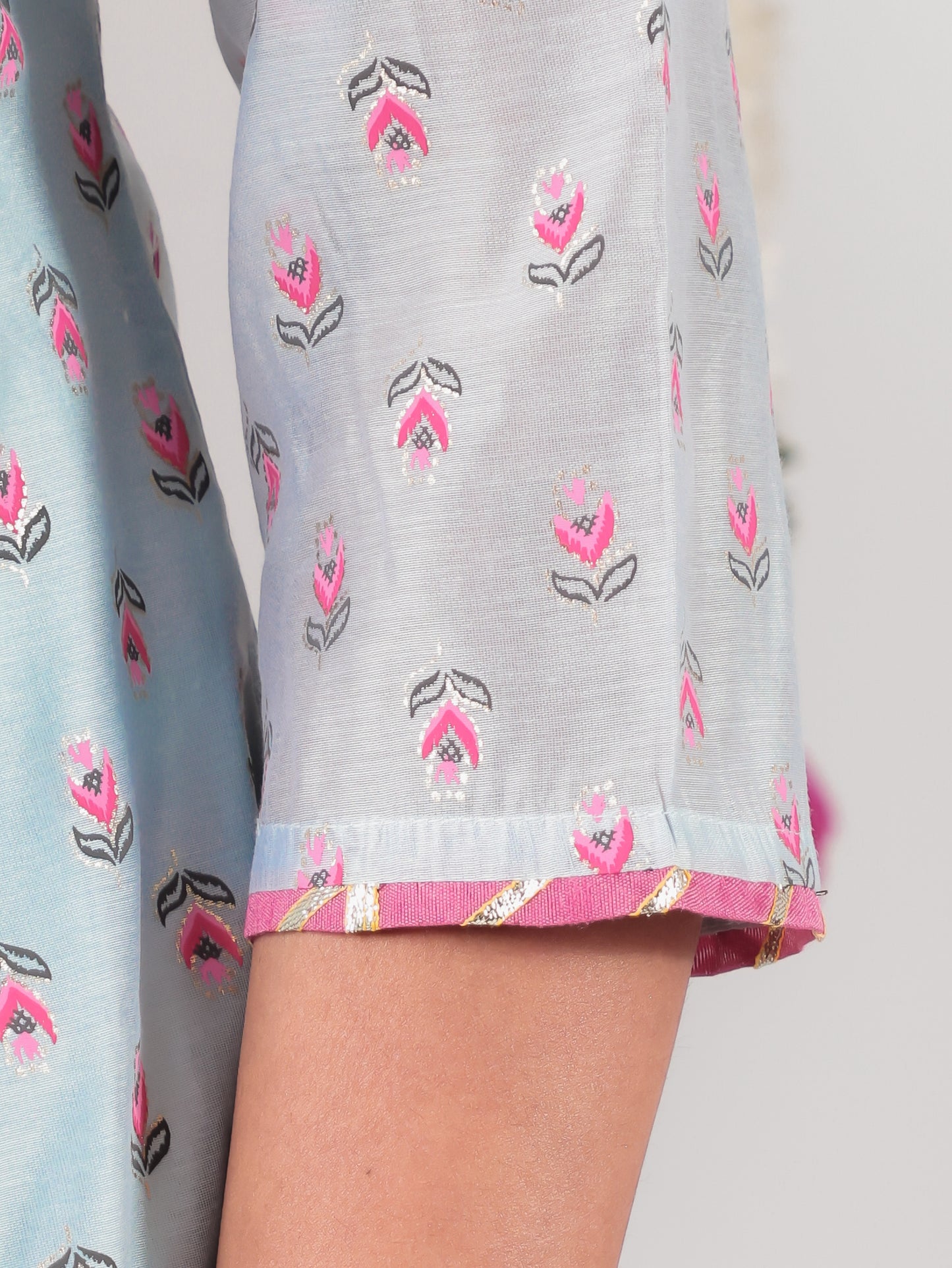 Organza Floral A-line Blue Kurta