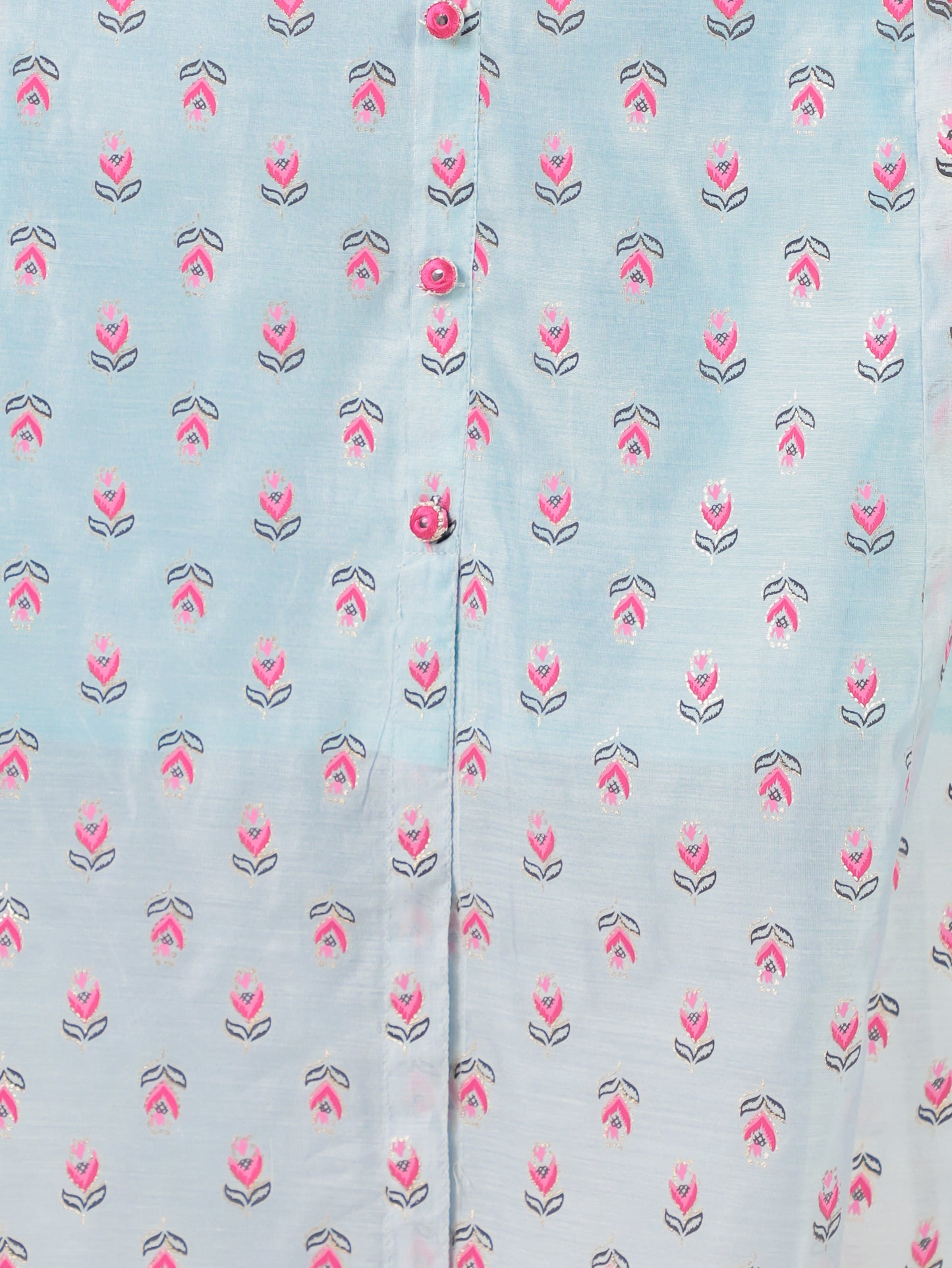 Organza Floral A-line Blue Kurta