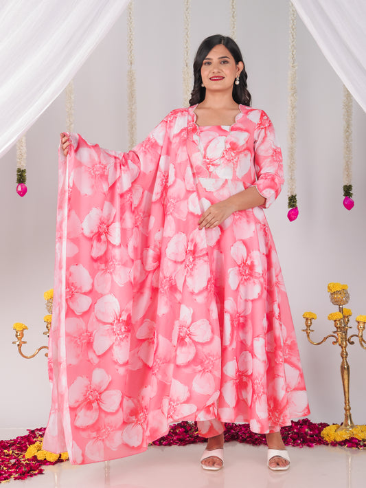 Vertigan Floral Peach Dupatta