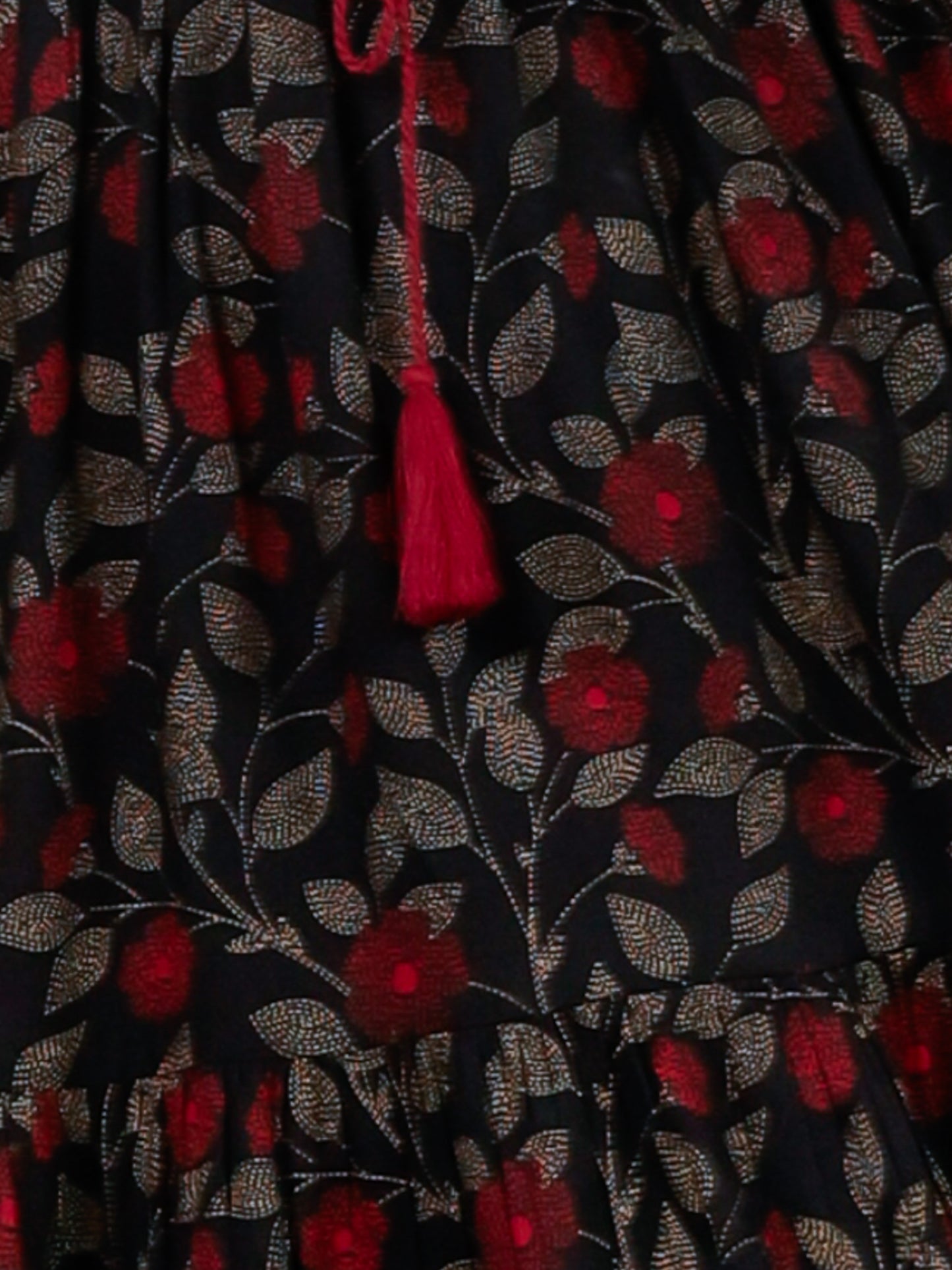 Viscose Floral Anarkali Black Kurta