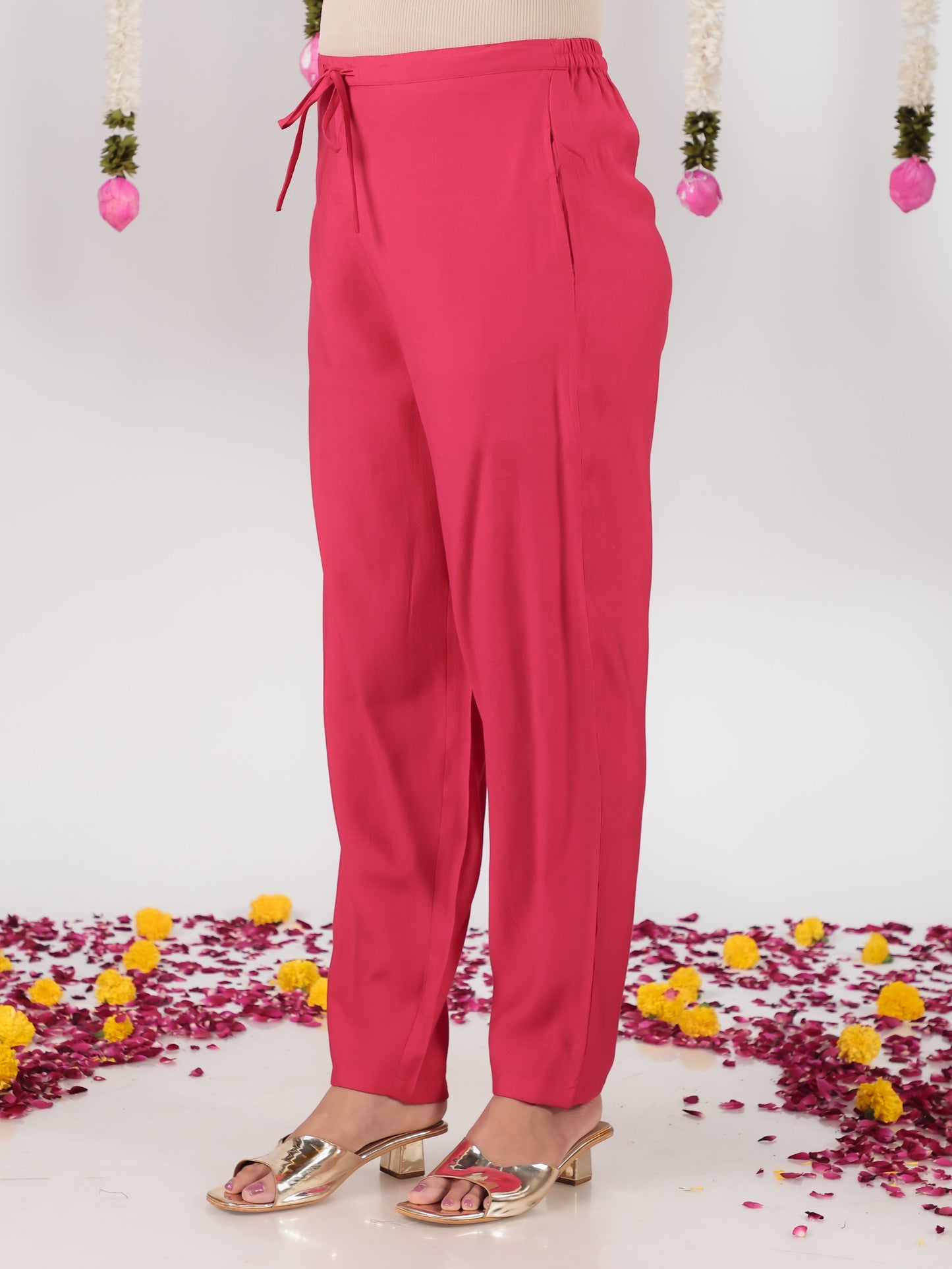 Vertigan Gold foil Royal Pink Tapered Tapered Trousers