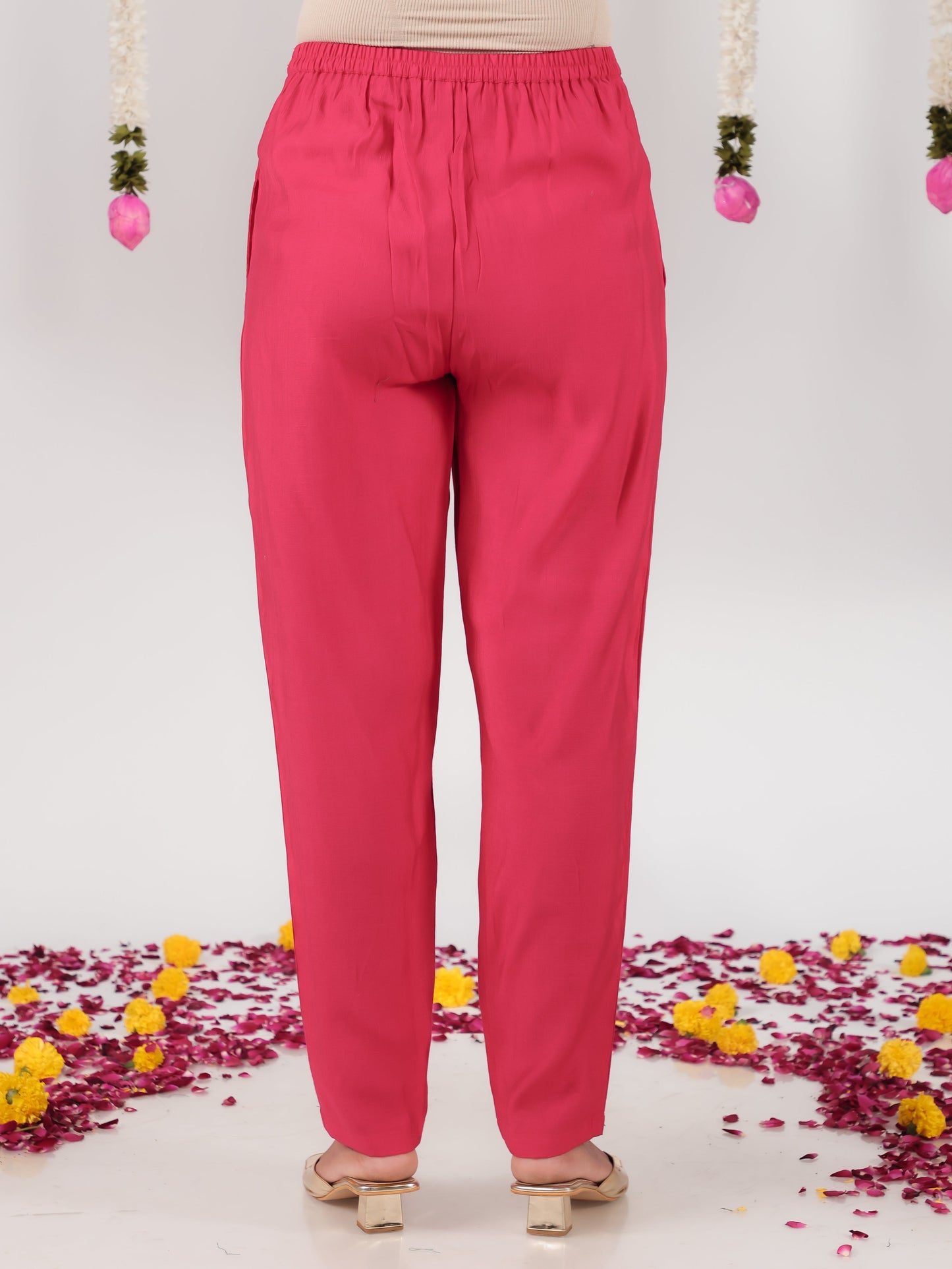 Vertigan Gold foil Royal Pink Tapered Tapered Trousers