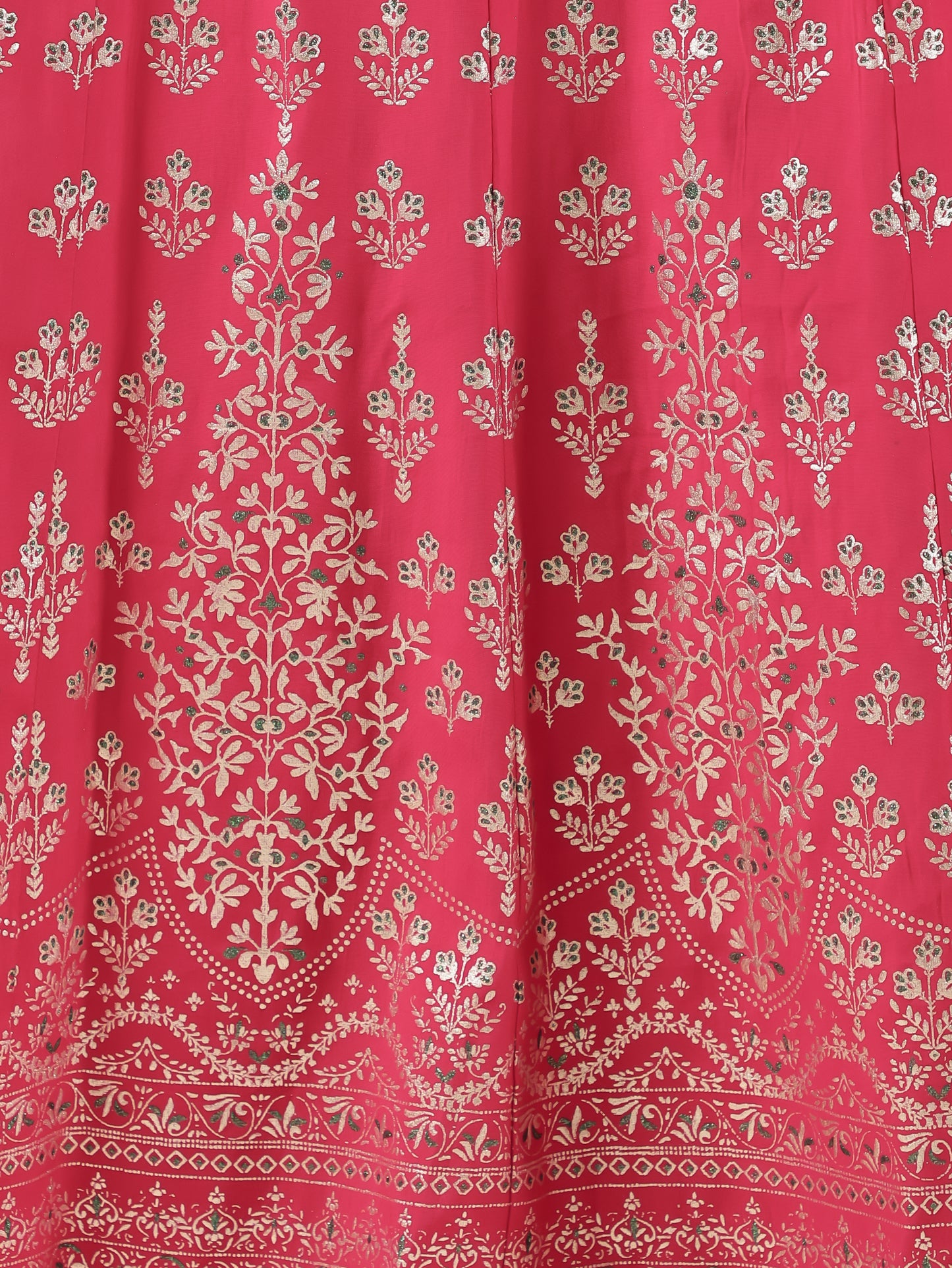 Vertigan Gold foil Anarkali Royal Pink Kurta