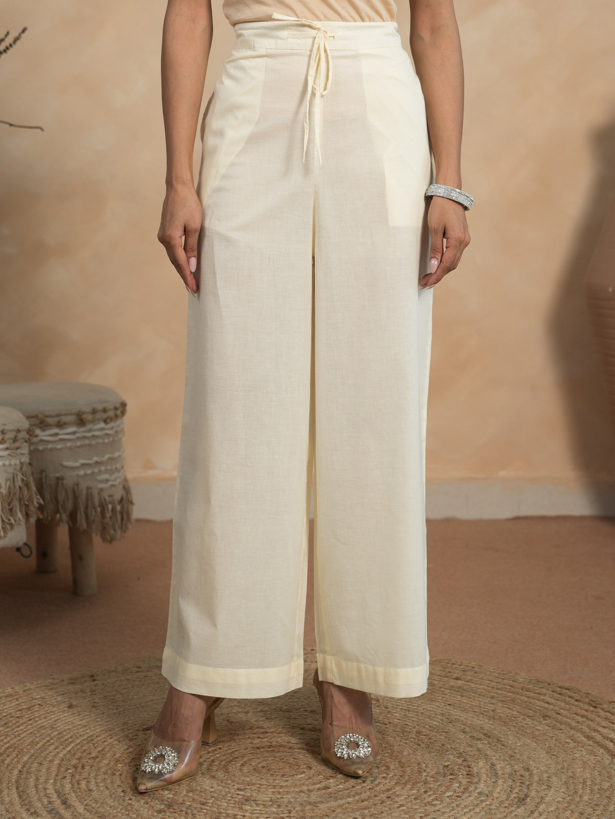 Soft Cotton Geometric Off White Kurta