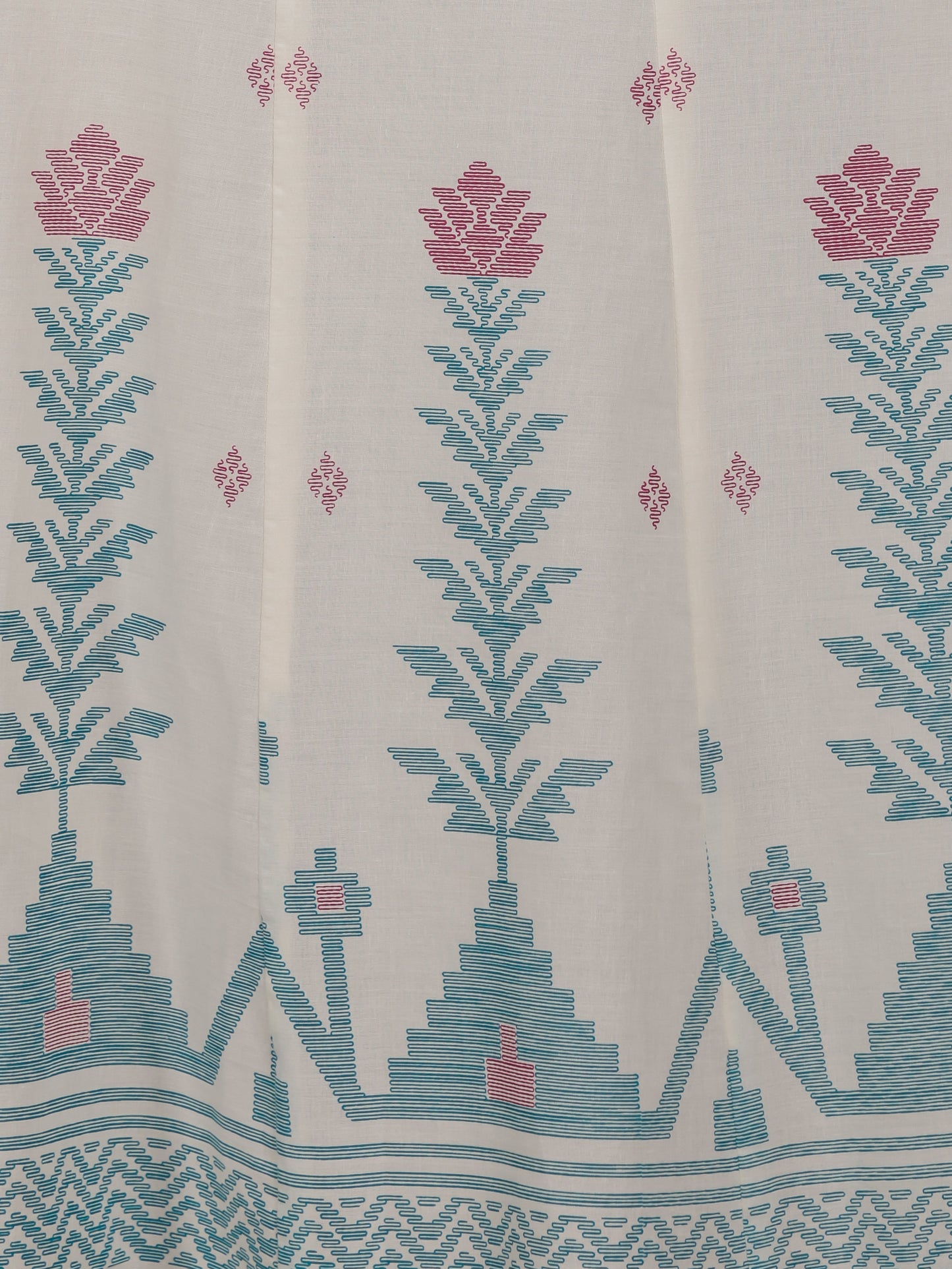 Soft Cotton Geometric Angrakha Off White Kurta