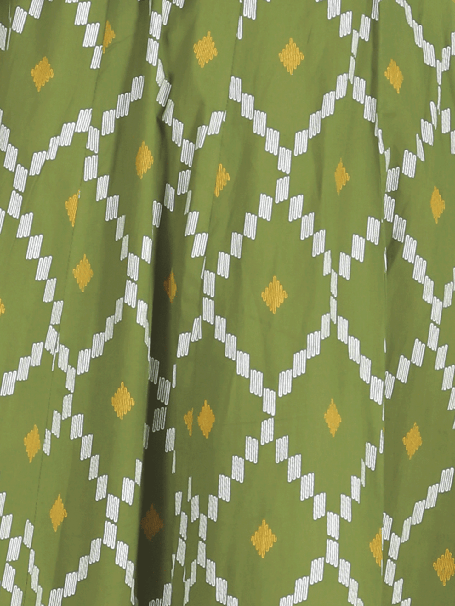 Soft Cotton Geometric Flared Green Dress