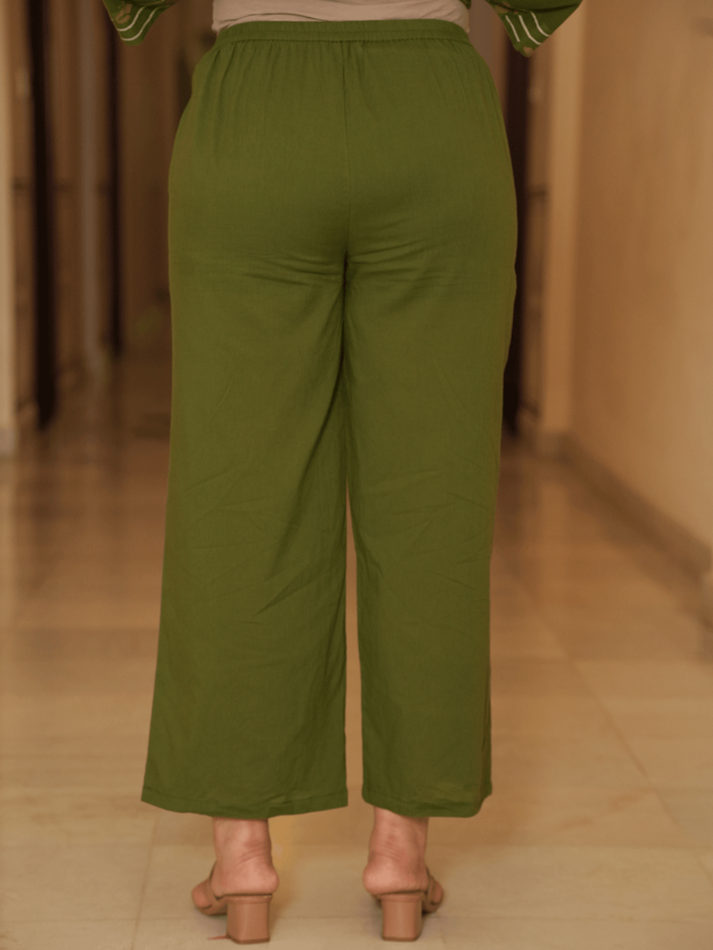 Soft Cotton Geometric A-line Green Kurta