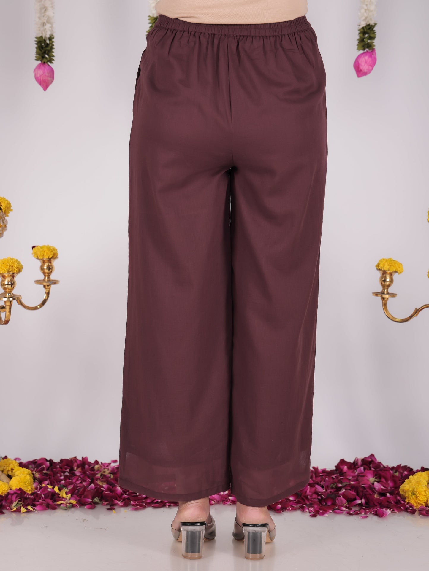 Cotton Voile Solid Brown Palazzo