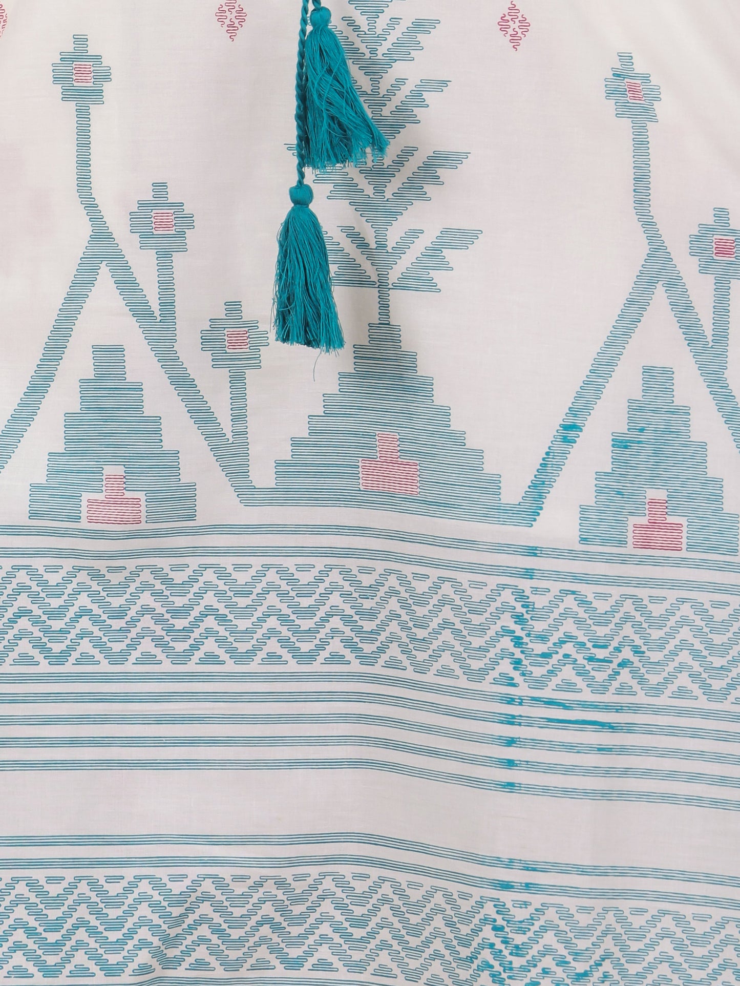 Soft Cotton Geometric Kaftan Off White Kaftan