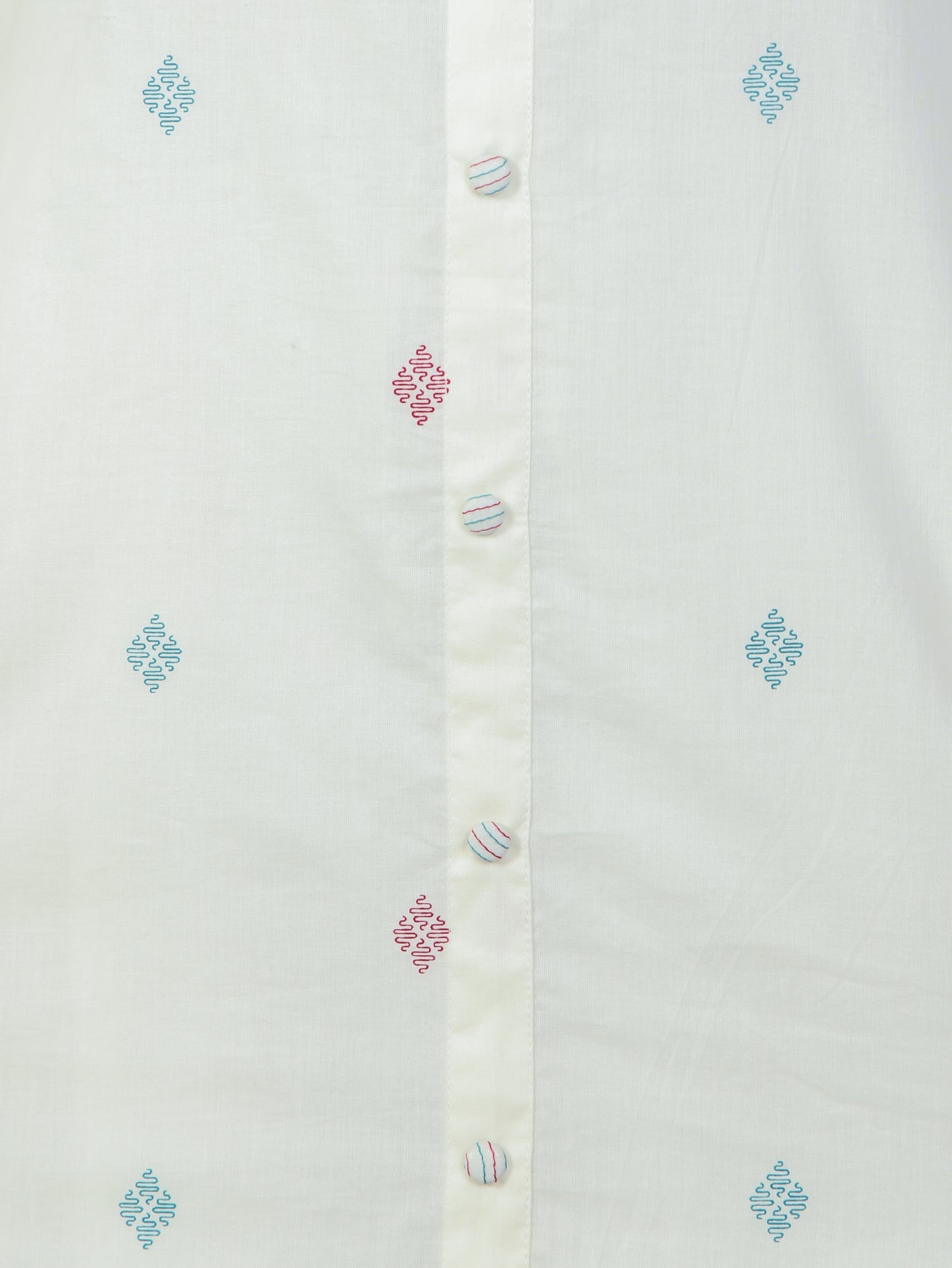 Soft Cotton Geometric Flared Cream Kurta