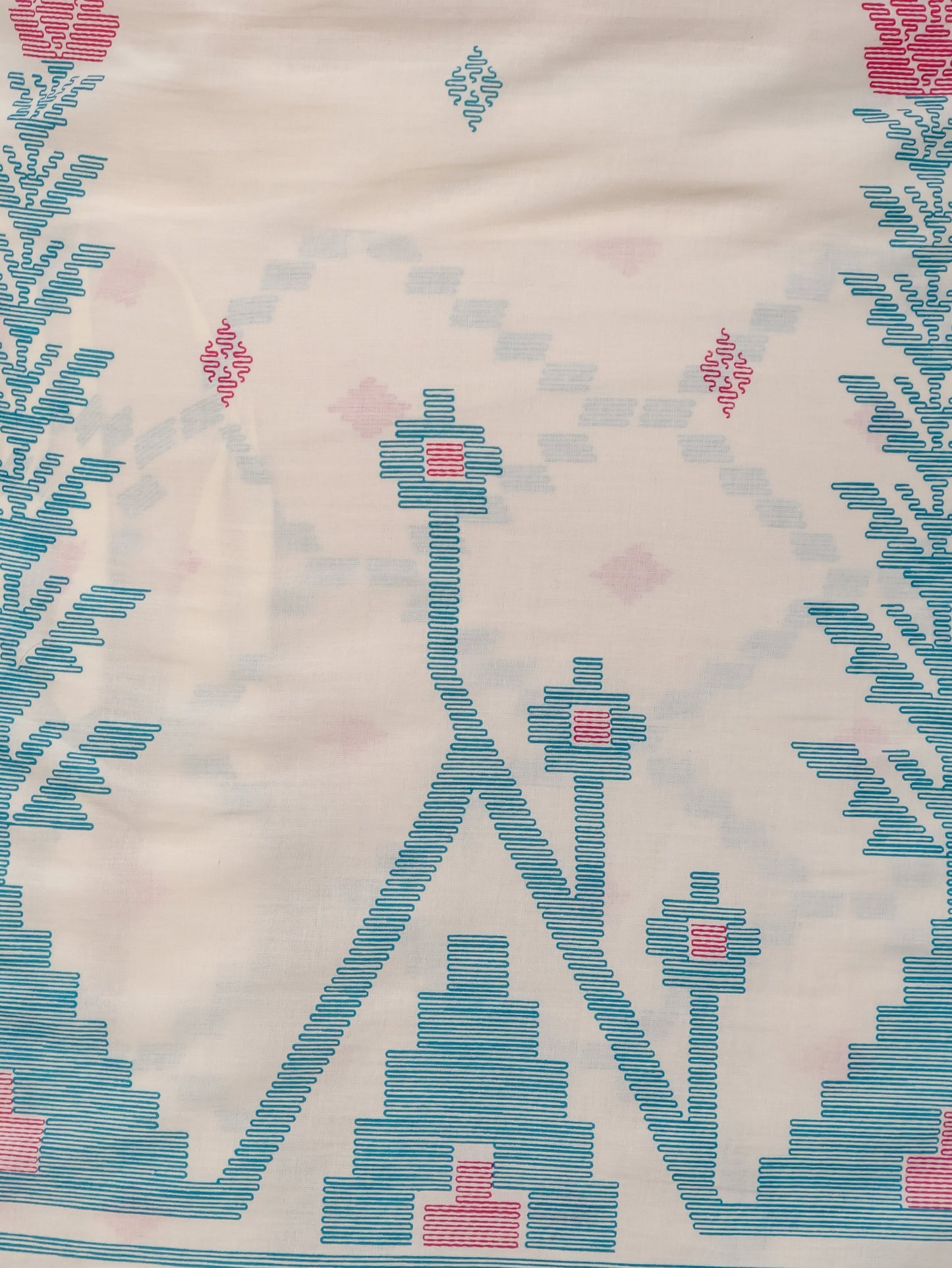 Soft Cotton Geometric Straight Off White Kurta