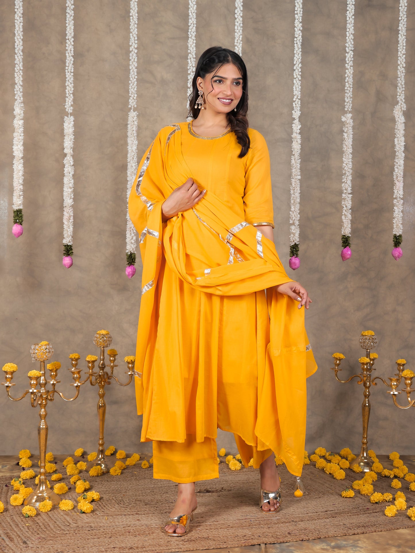 Cotton Voile Solid Yellow Dupatta