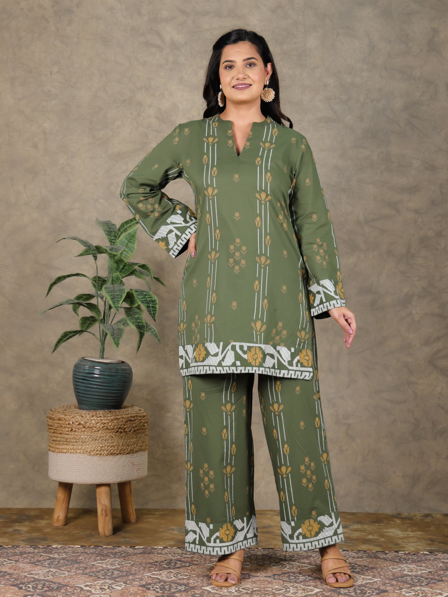 Soft Cotton Jamdani Straight Green Kurta