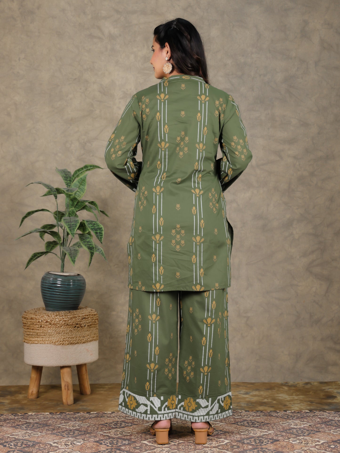 Soft Cotton Jamdani Straight Green Kurta
