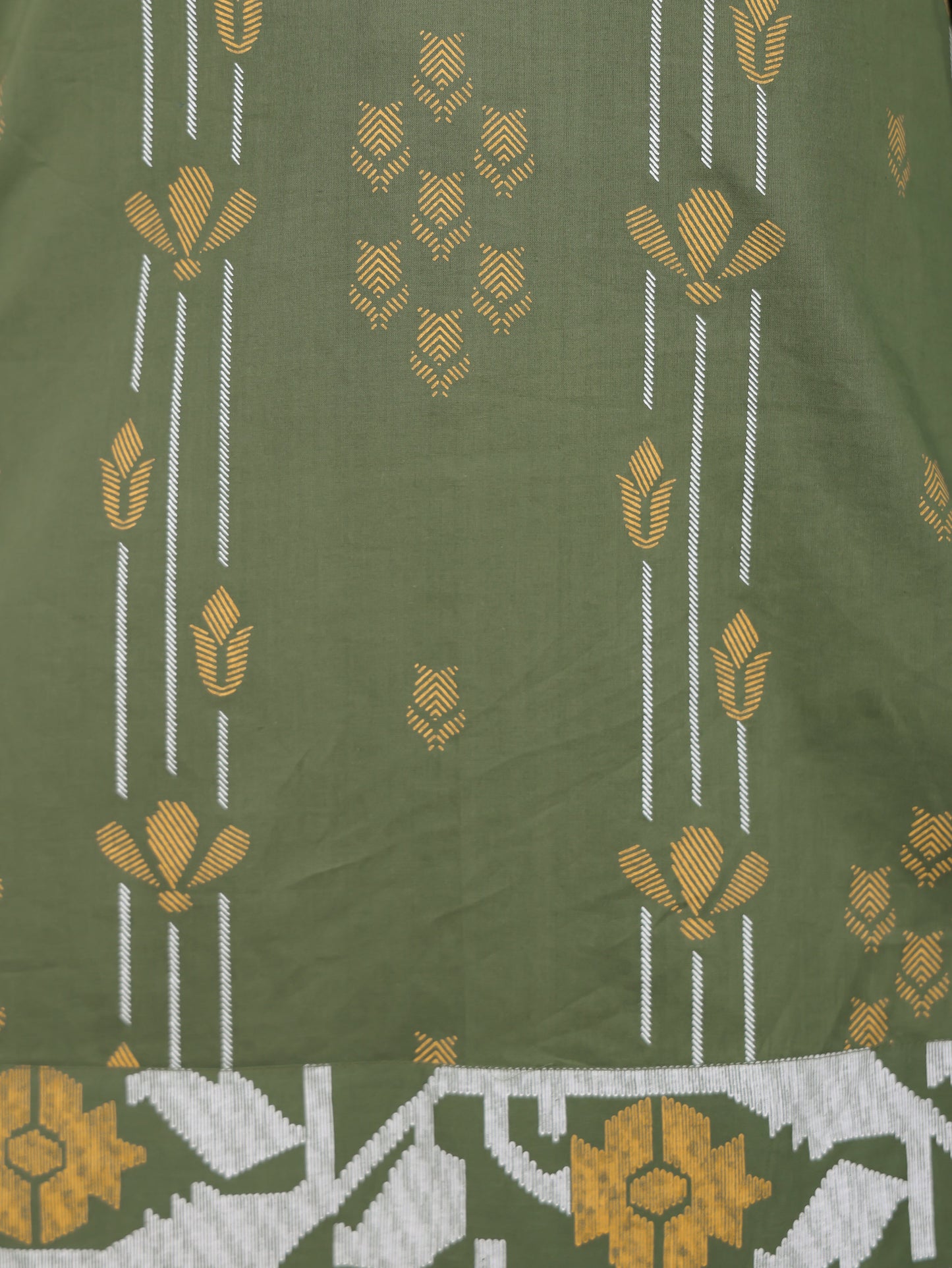 Soft Cotton Jamdani Straight Green Kurta