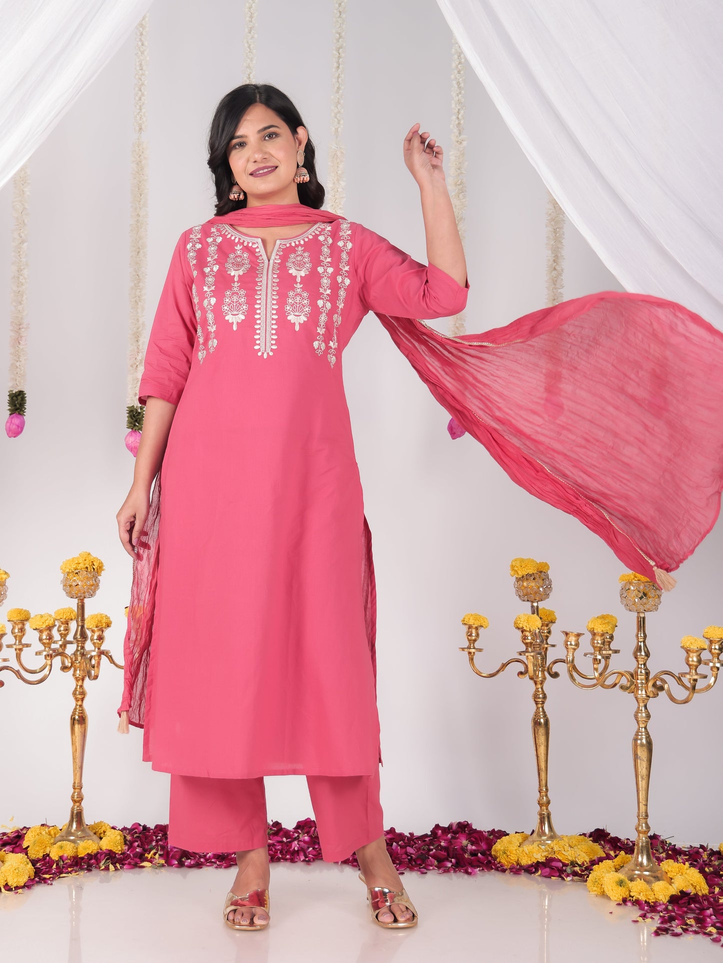 Cotton Voile Solid Coral Dupatta