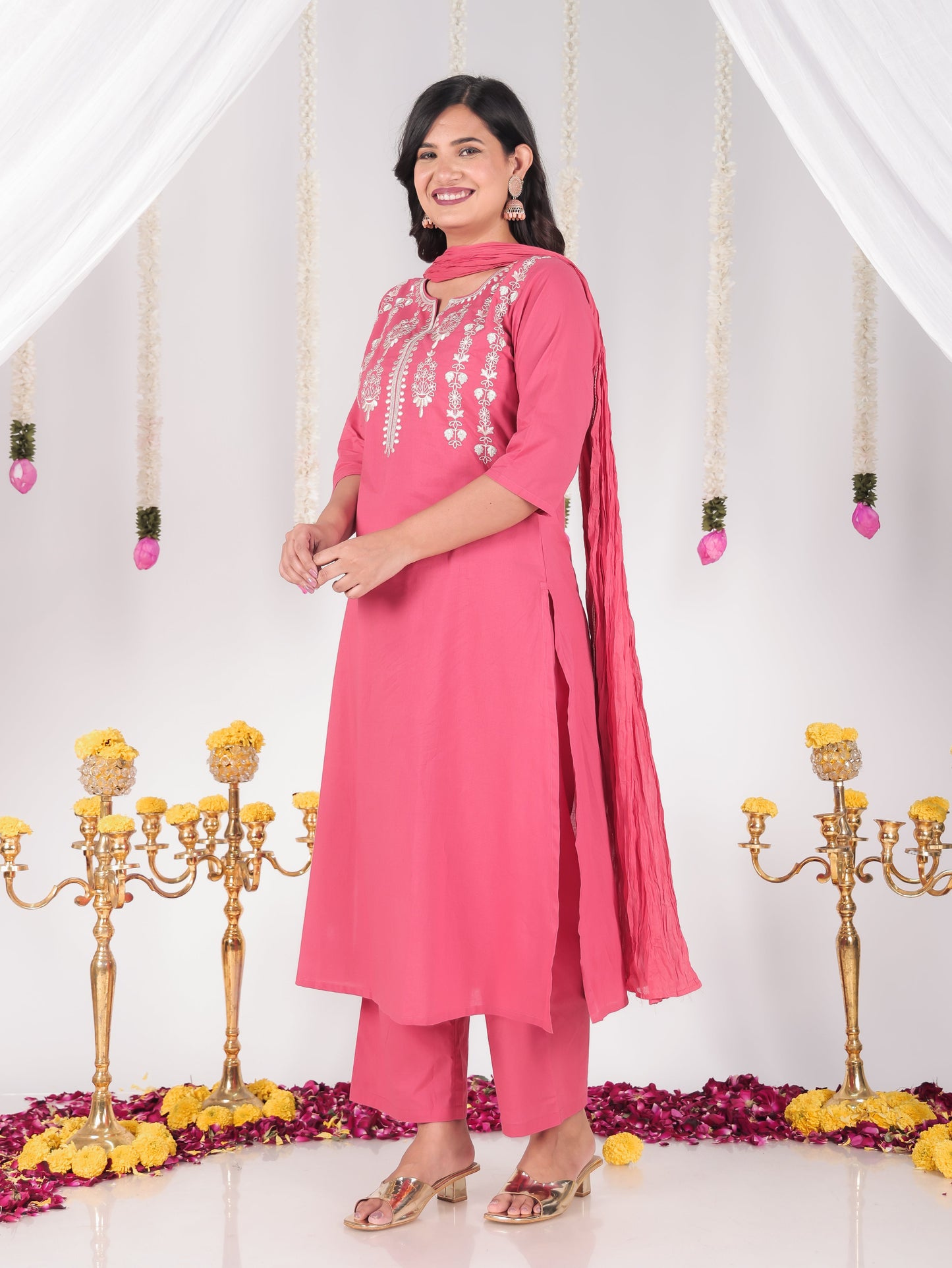 Cotton Voile Solid Coral Dupatta