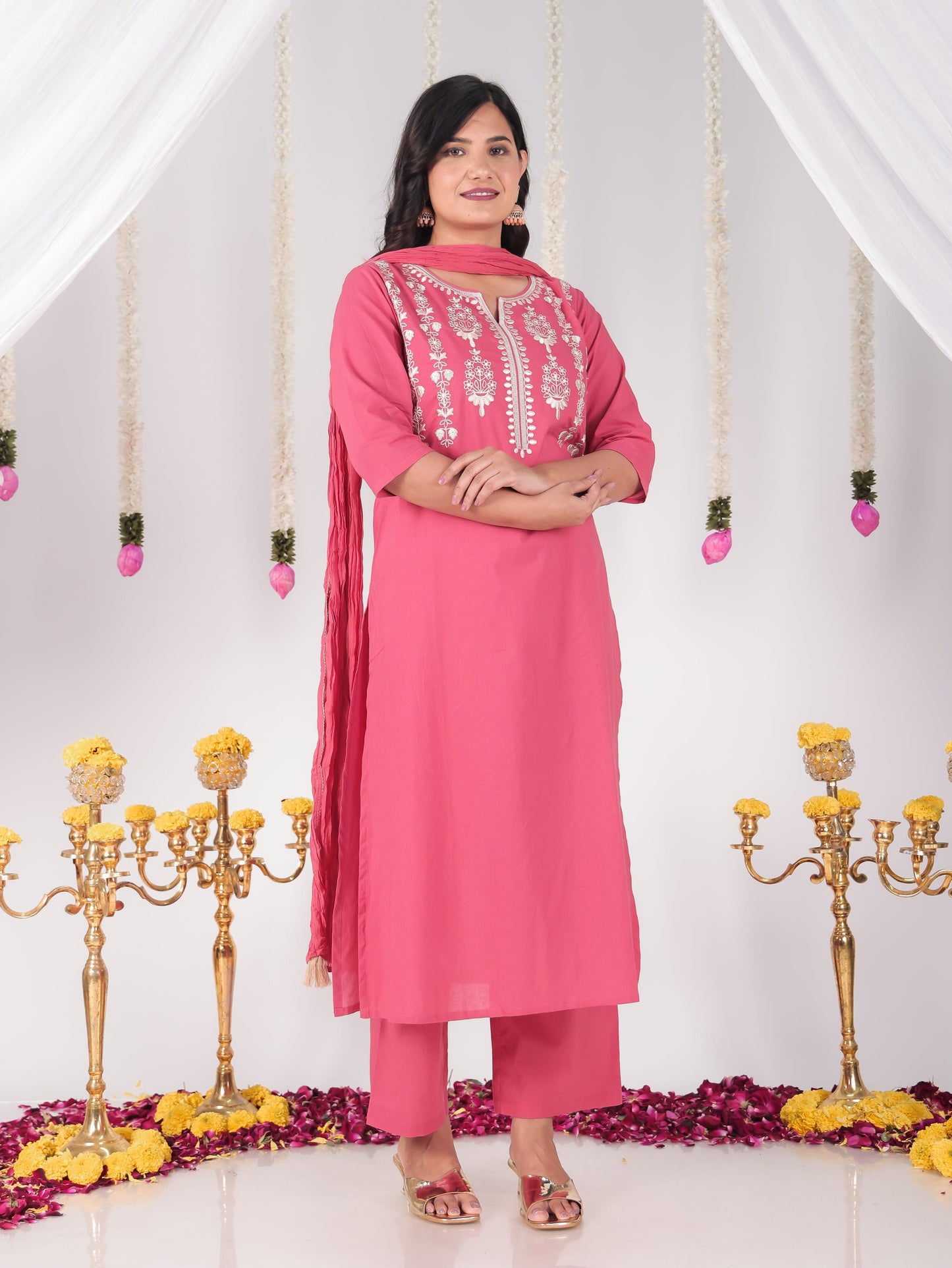 Cotton Voile Solid Coral Dupatta