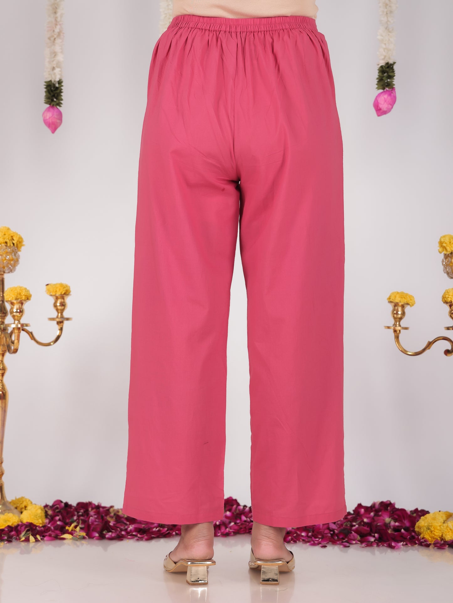 Embroidered Soft Cotton Solid A-line Coral Kurta