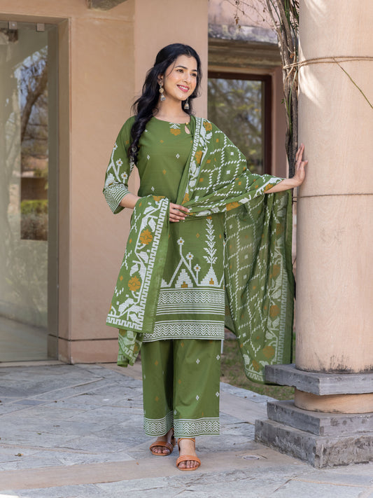Cotton Voile Jamdani Green Dupatta