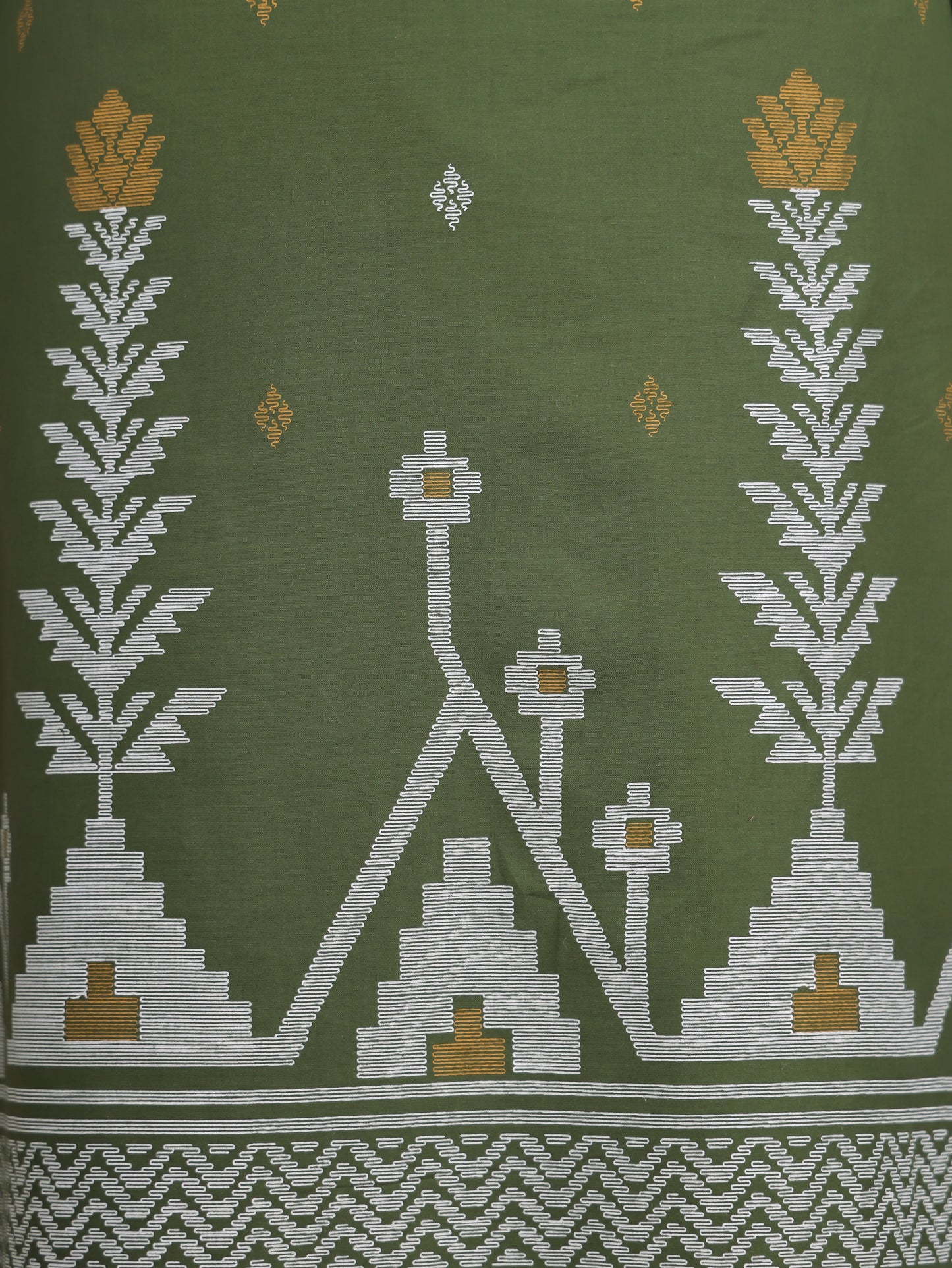 Soft Cotton Geometric Straight Green Kurta