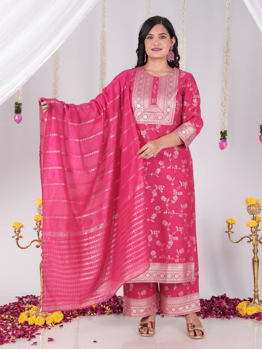 Vertigan Floral Royal Pink Dupatta