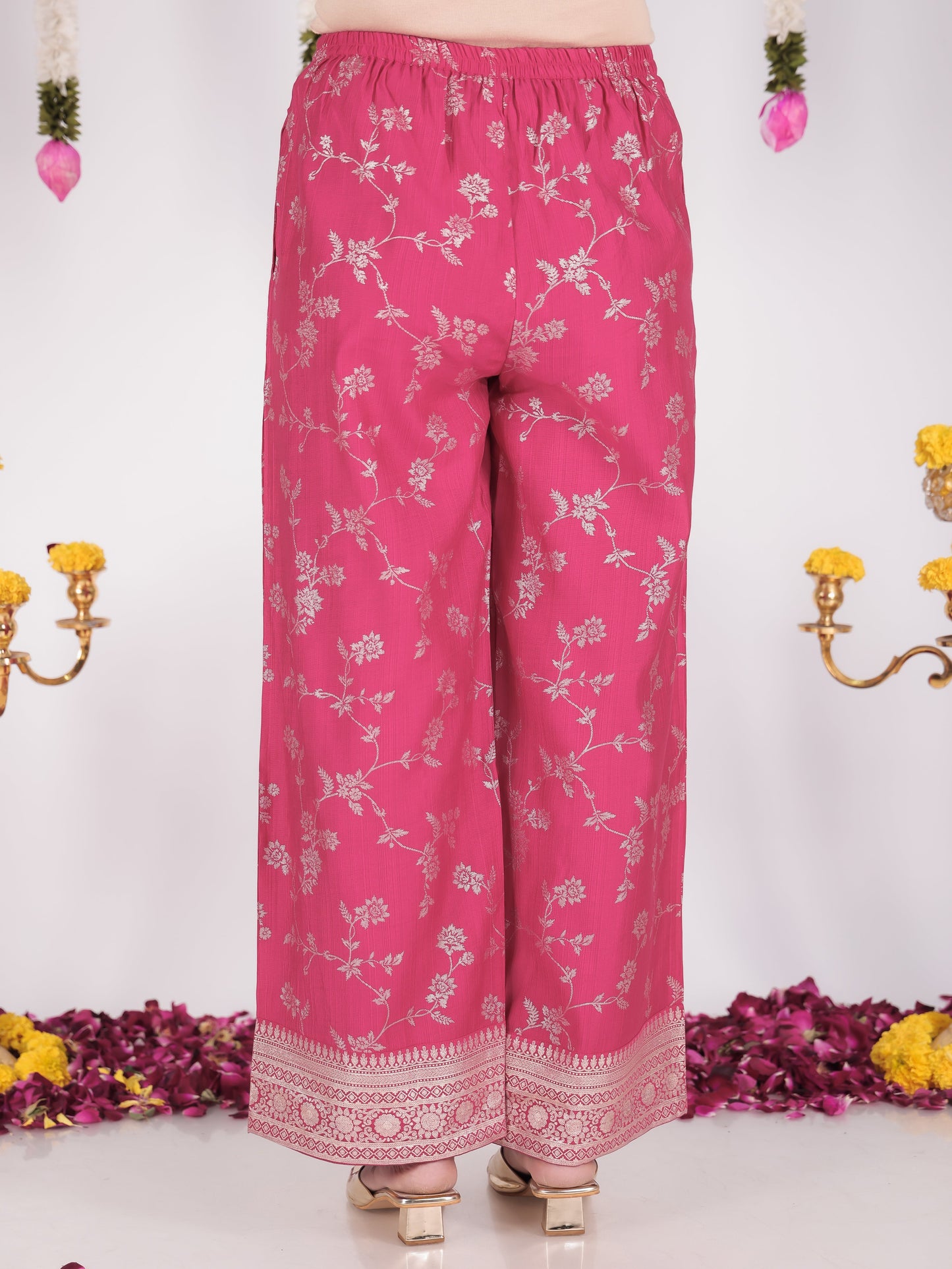 Vertigan Floral Straight Royal Pink Kurta
