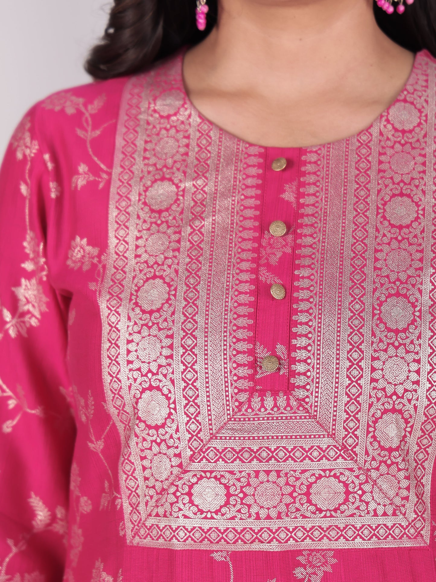 Vertigan Floral Straight Royal Pink Kurta