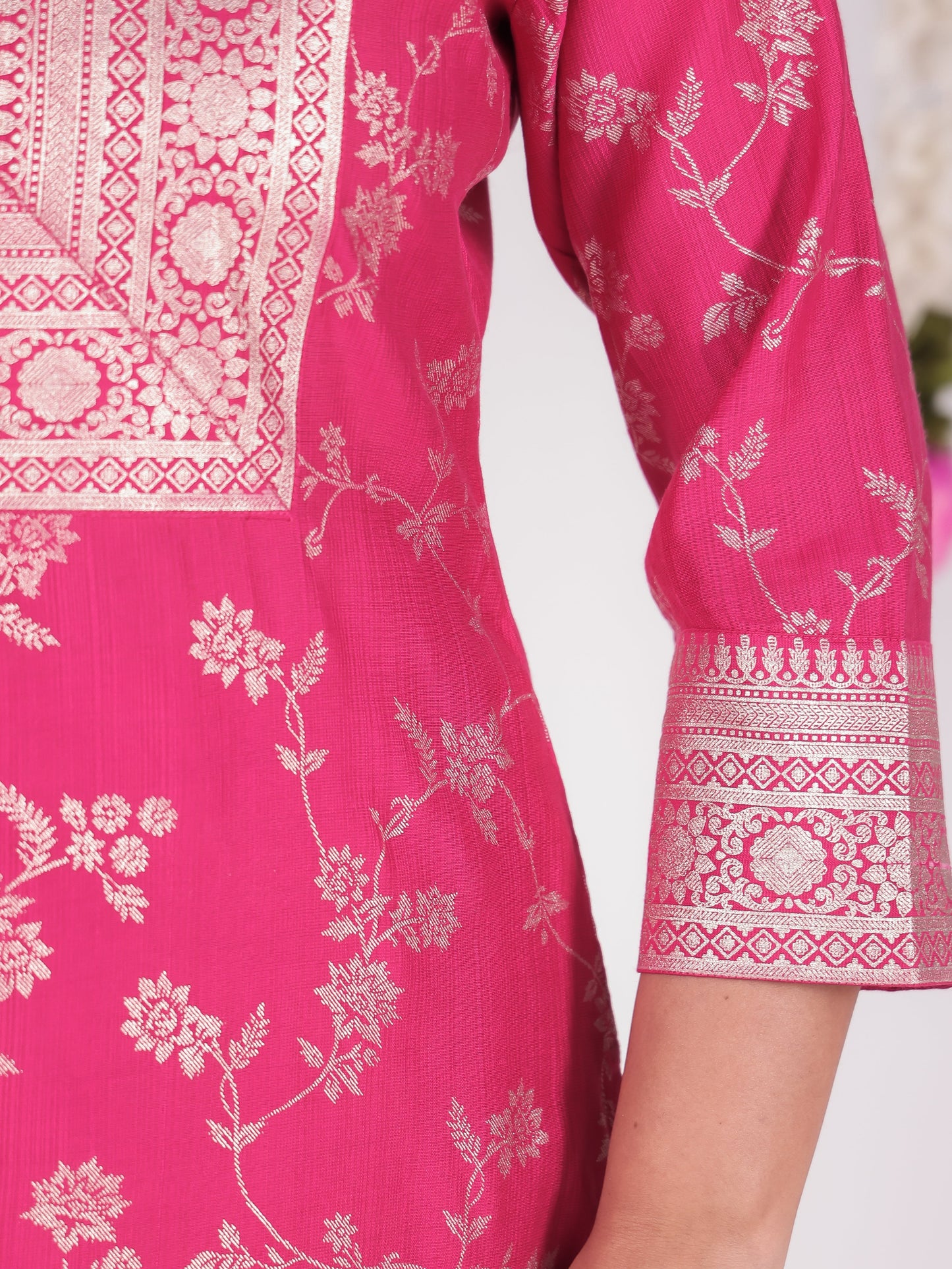 Vertigan Floral Straight Royal Pink Kurta