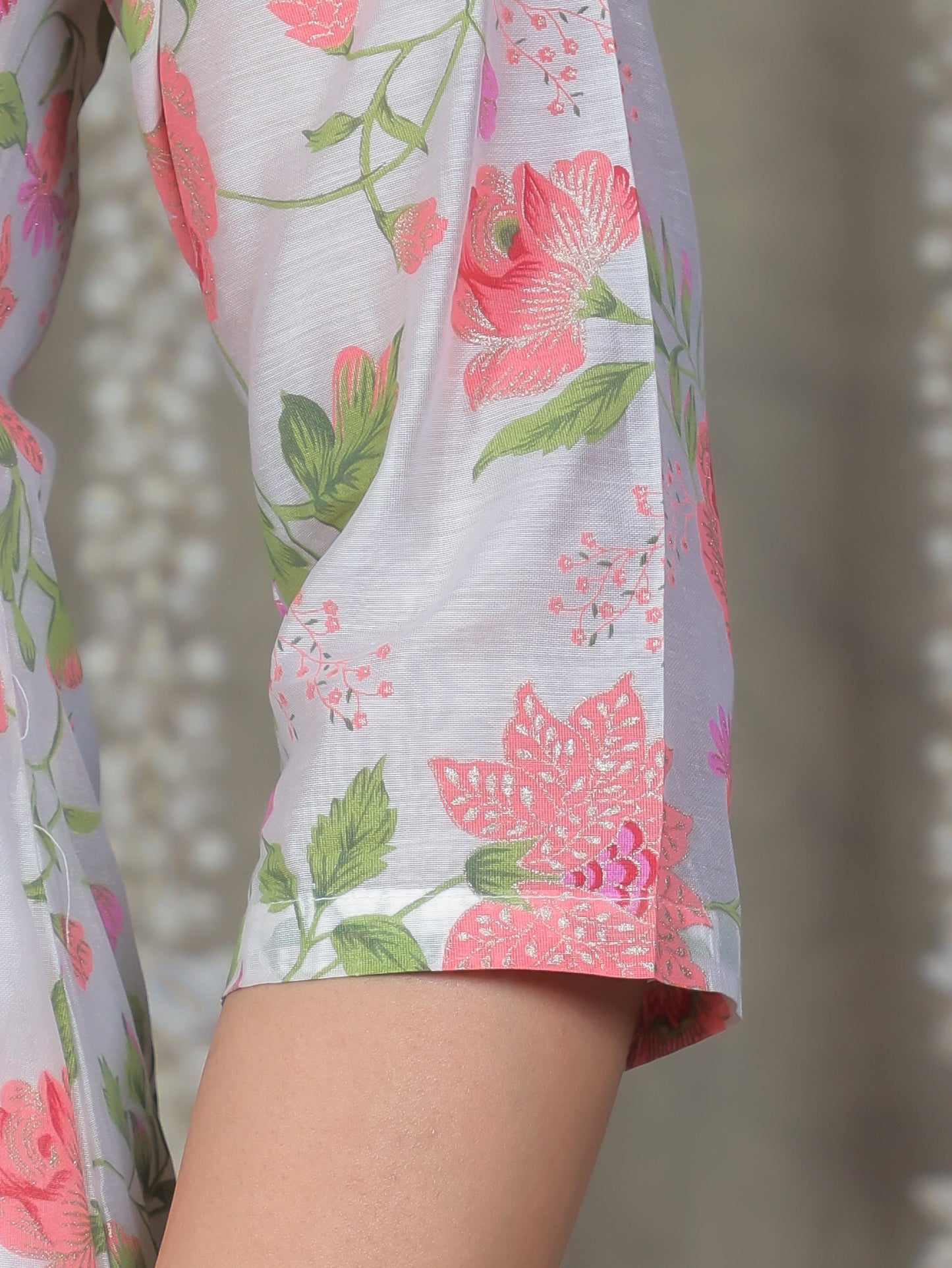 Chanderi Floral A-line Multicolor Kurta