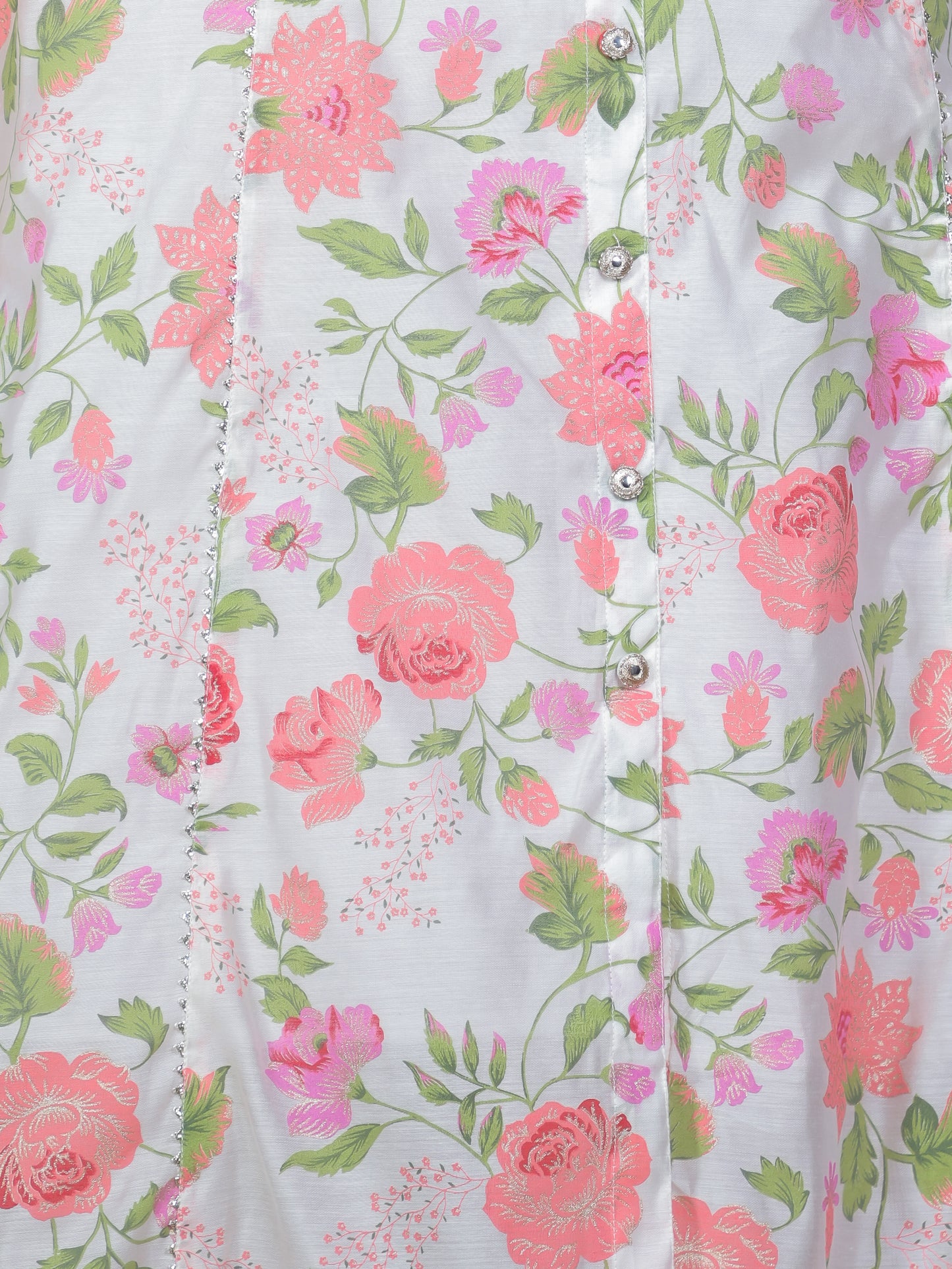 Chanderi Floral A-line Multicolor Kurta