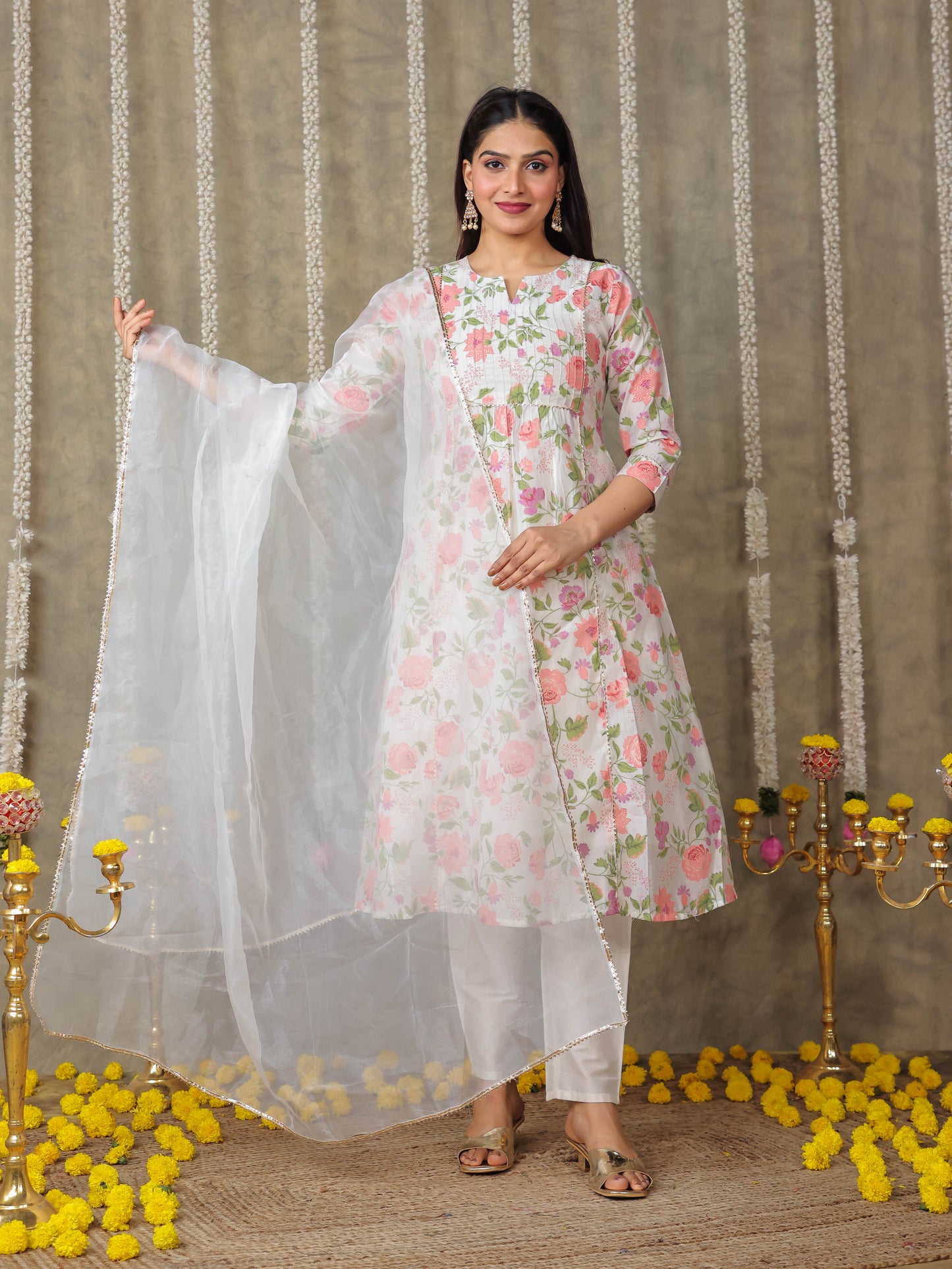 Organza Solid Off White Dupatta