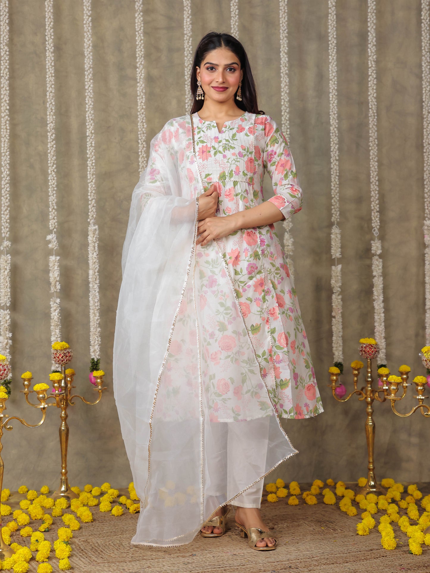 Organza Solid Off White Dupatta