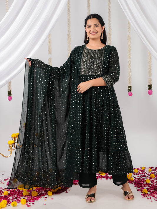 Georgette Solid Green Dupatta