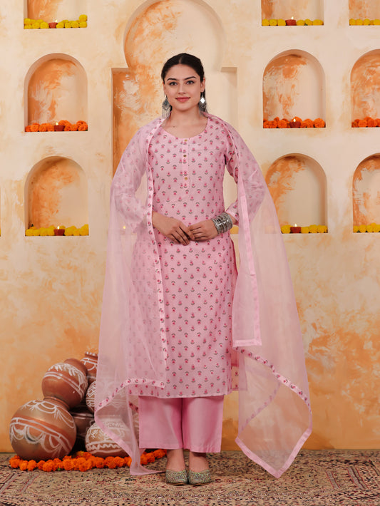Organza Solid Baby Pink Dupatta