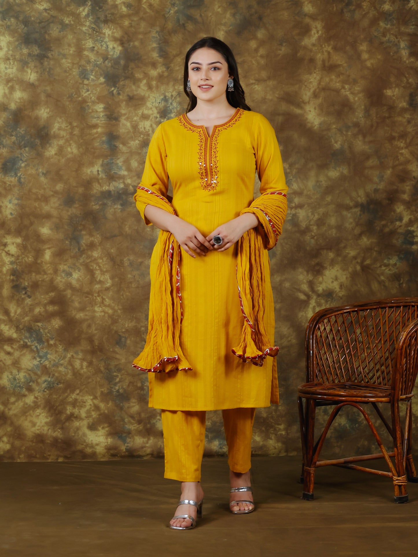 Cotton Voile Solid Yellow Dupatta