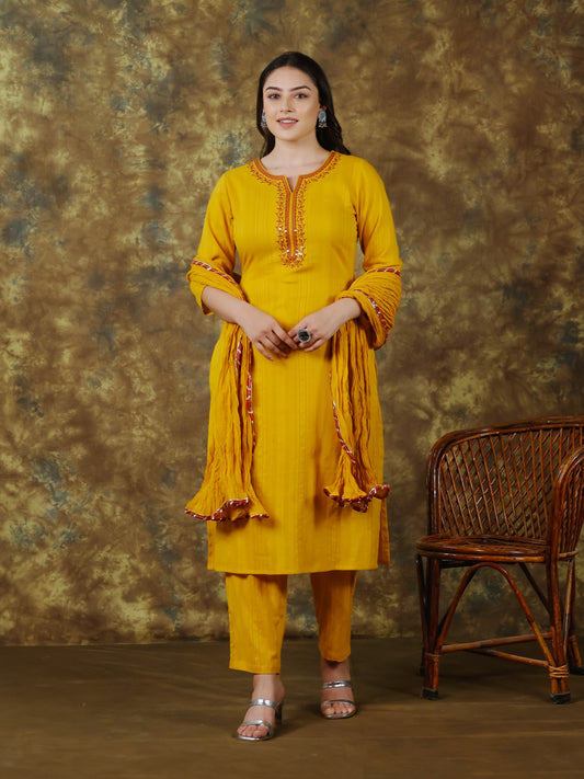 Cotton Voile Solid Yellow Dupatta