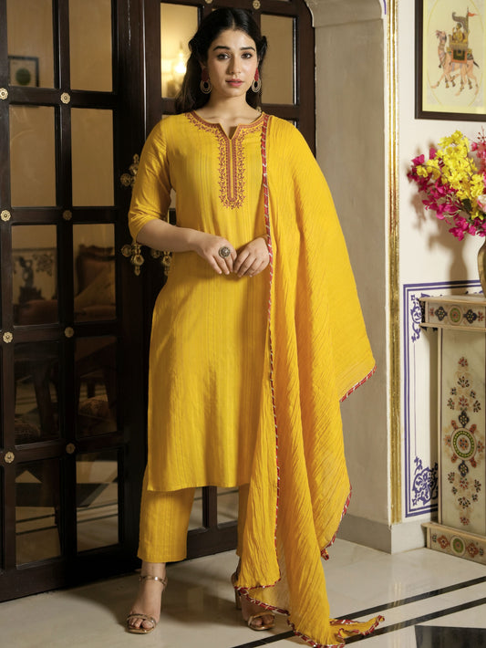 Cotton Voile Solid Yellow Dupatta