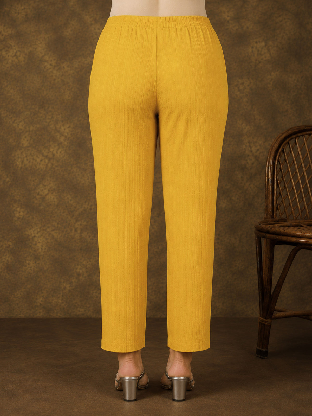 Embroidered Cotton Dobby Solid Straight Yellow Kurta