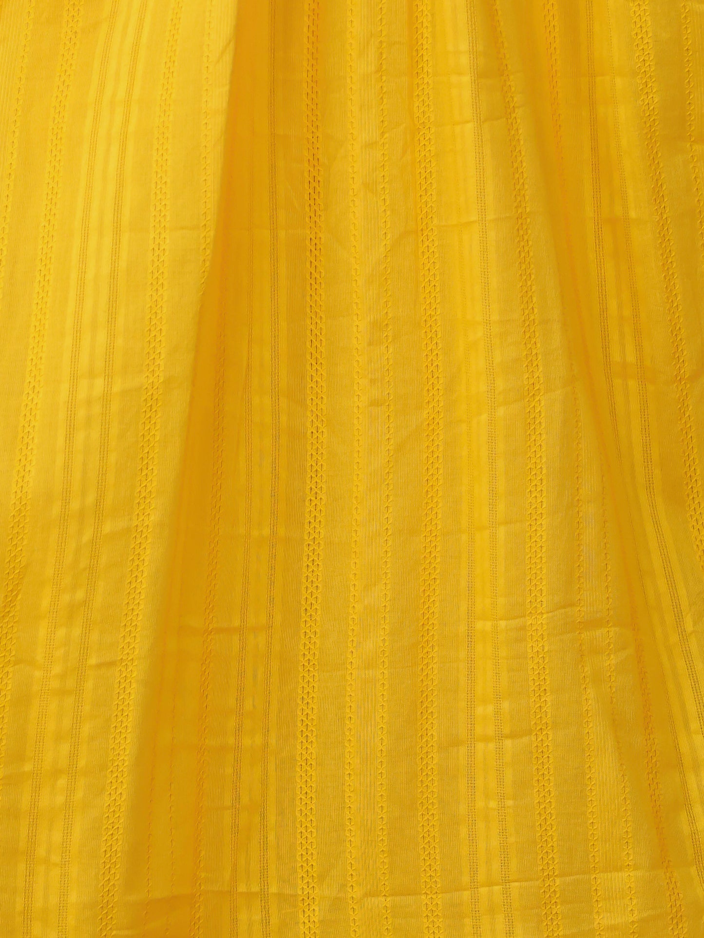 Embroidered Cotton Dobby Solid A-line Yellow Kurta