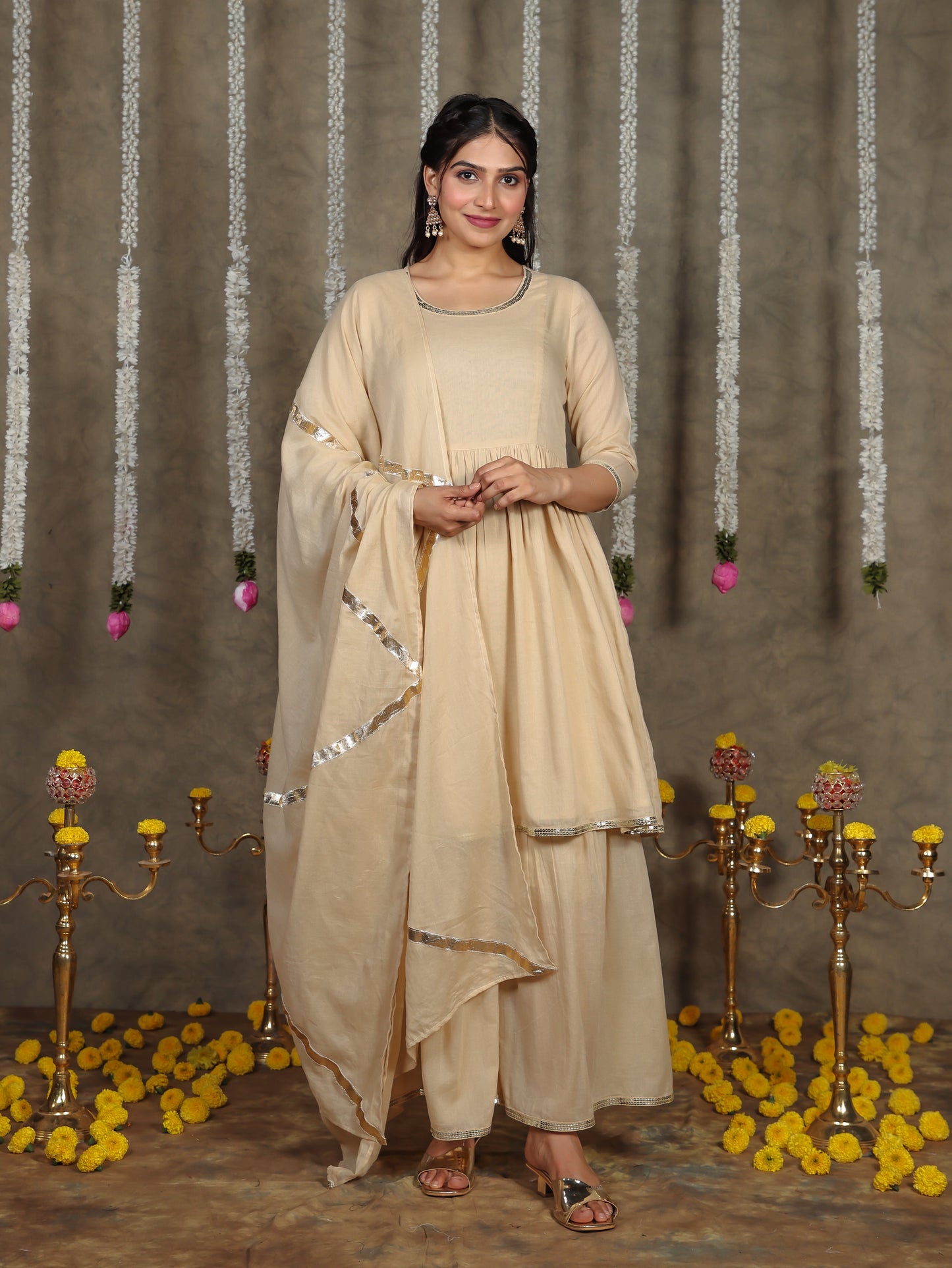 Cotton Voile Solid Beige Dupatta