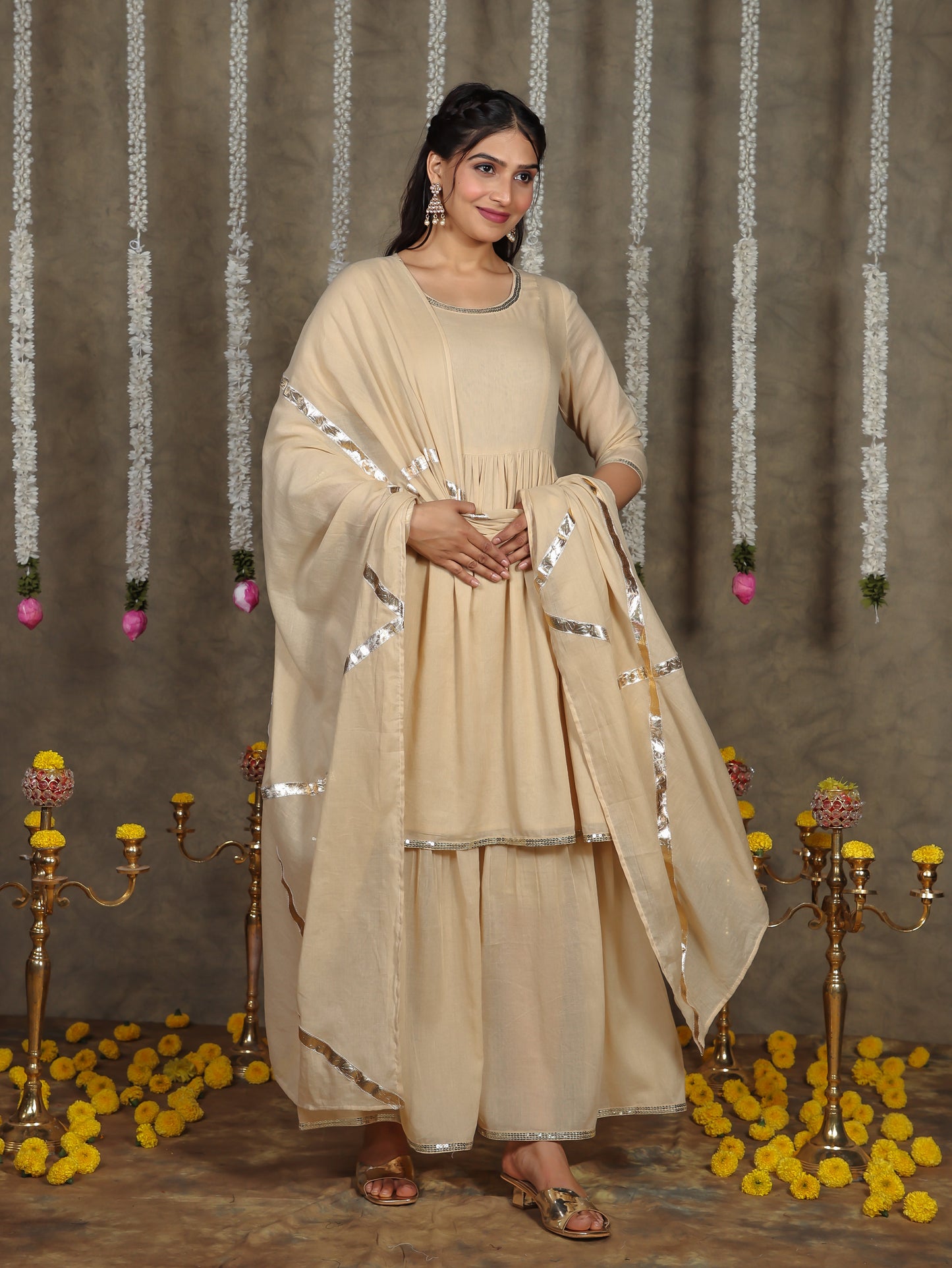 Cotton Voile Solid Beige Dupatta