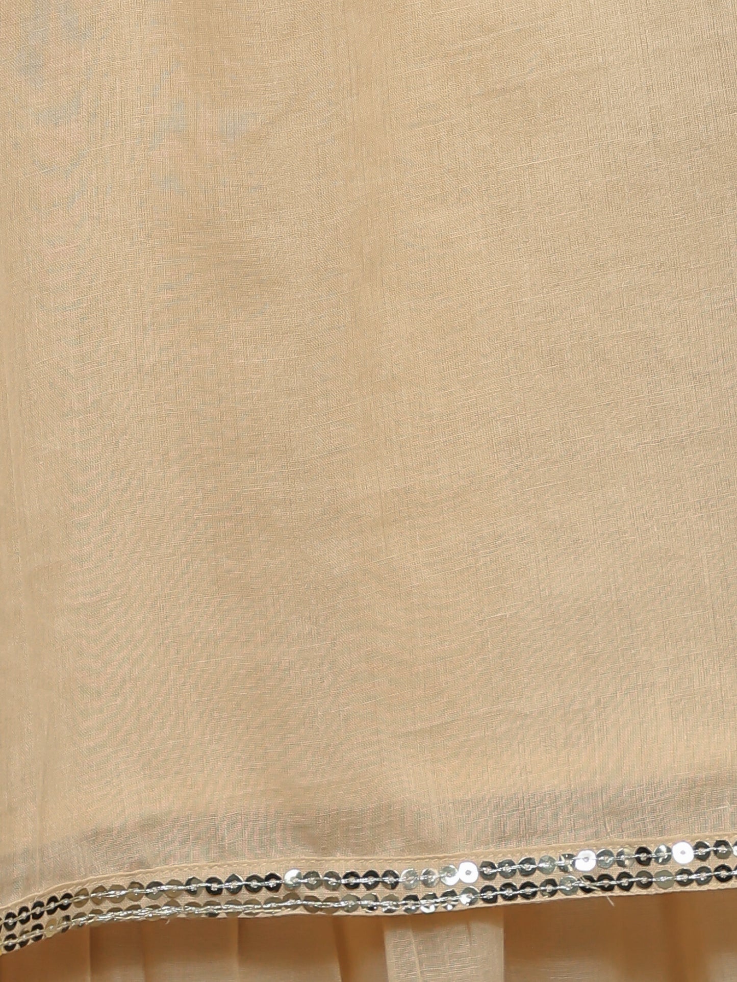 Embroidered Cotton Voile Solid Flared Beige Kurta