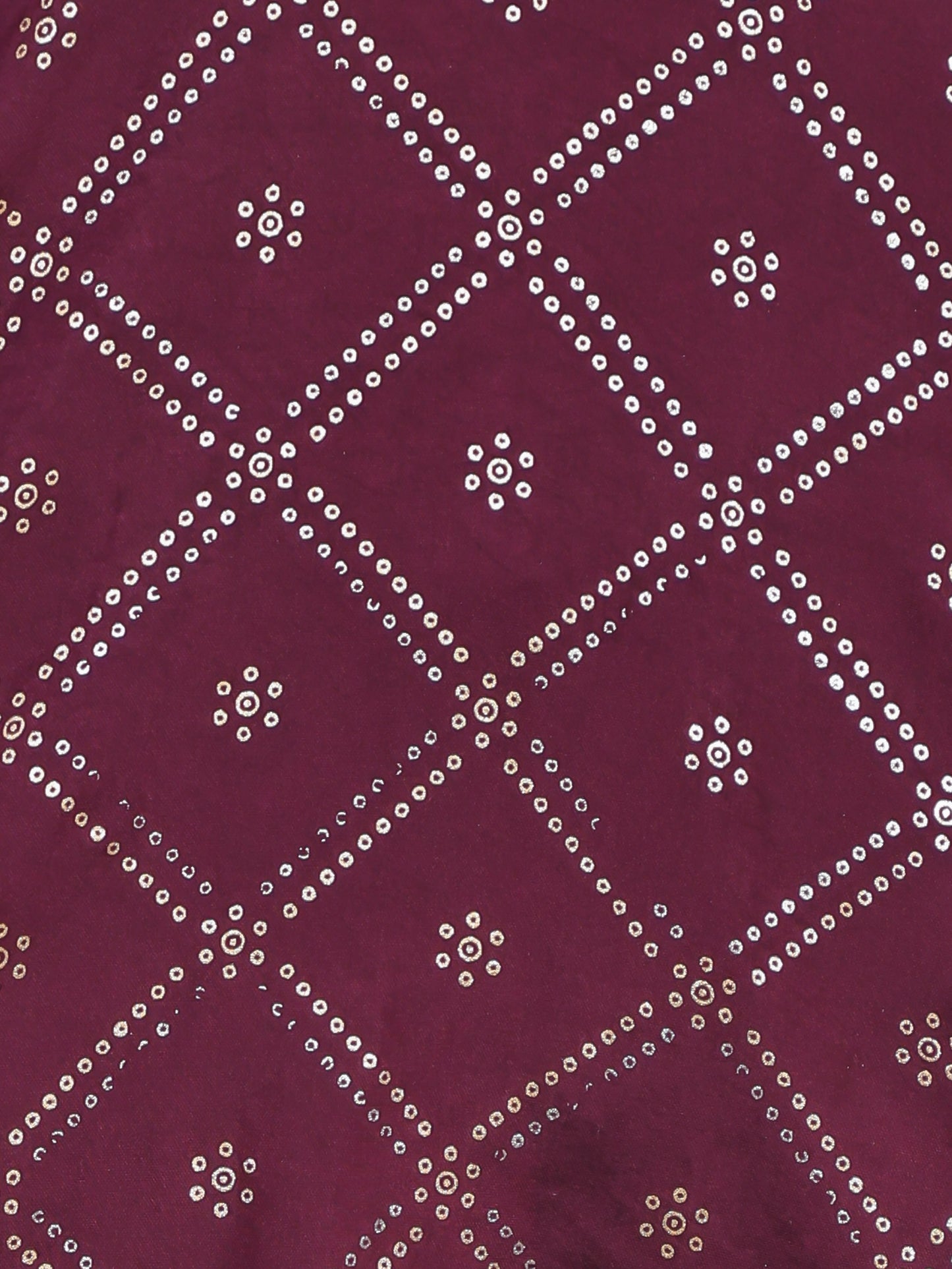 Embroidered Roman Silk Bandhani Flared Purple Kurta