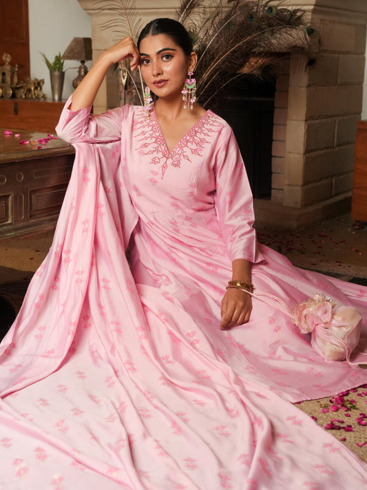 Chanderi Ikat Pink Dupatta