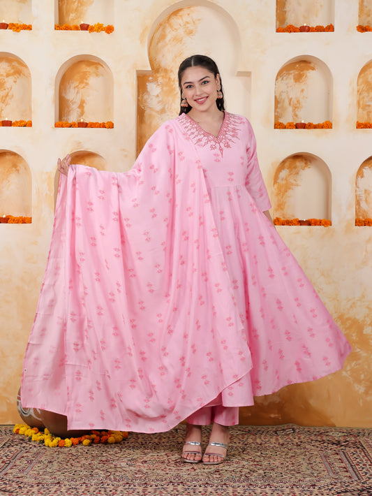 Chanderi Ikat Pink Dupatta