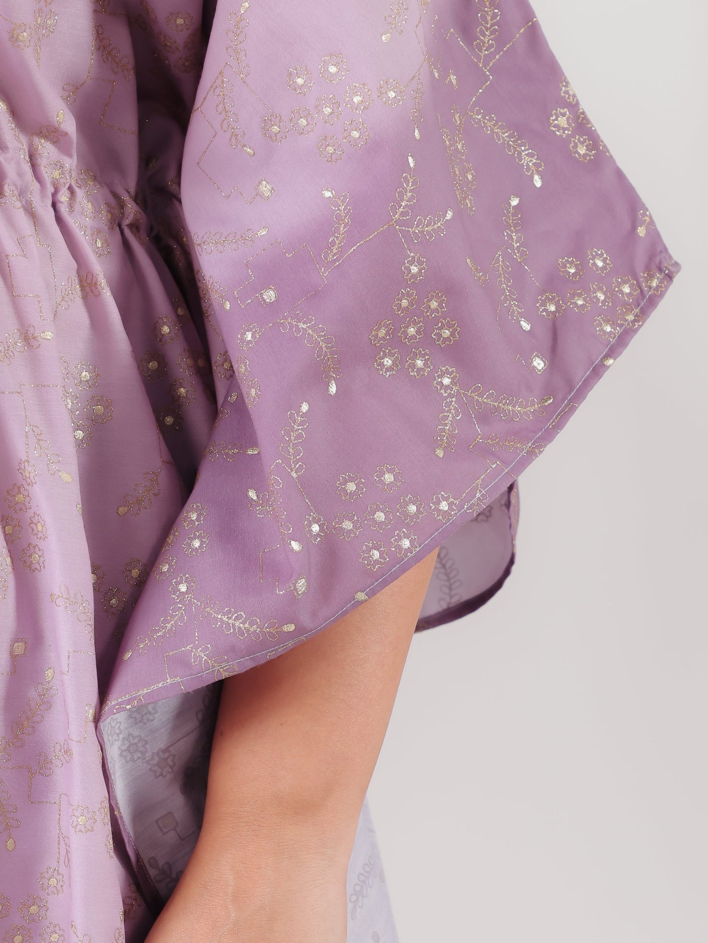Roman silk Gold foil Kaftan Purple Kurta