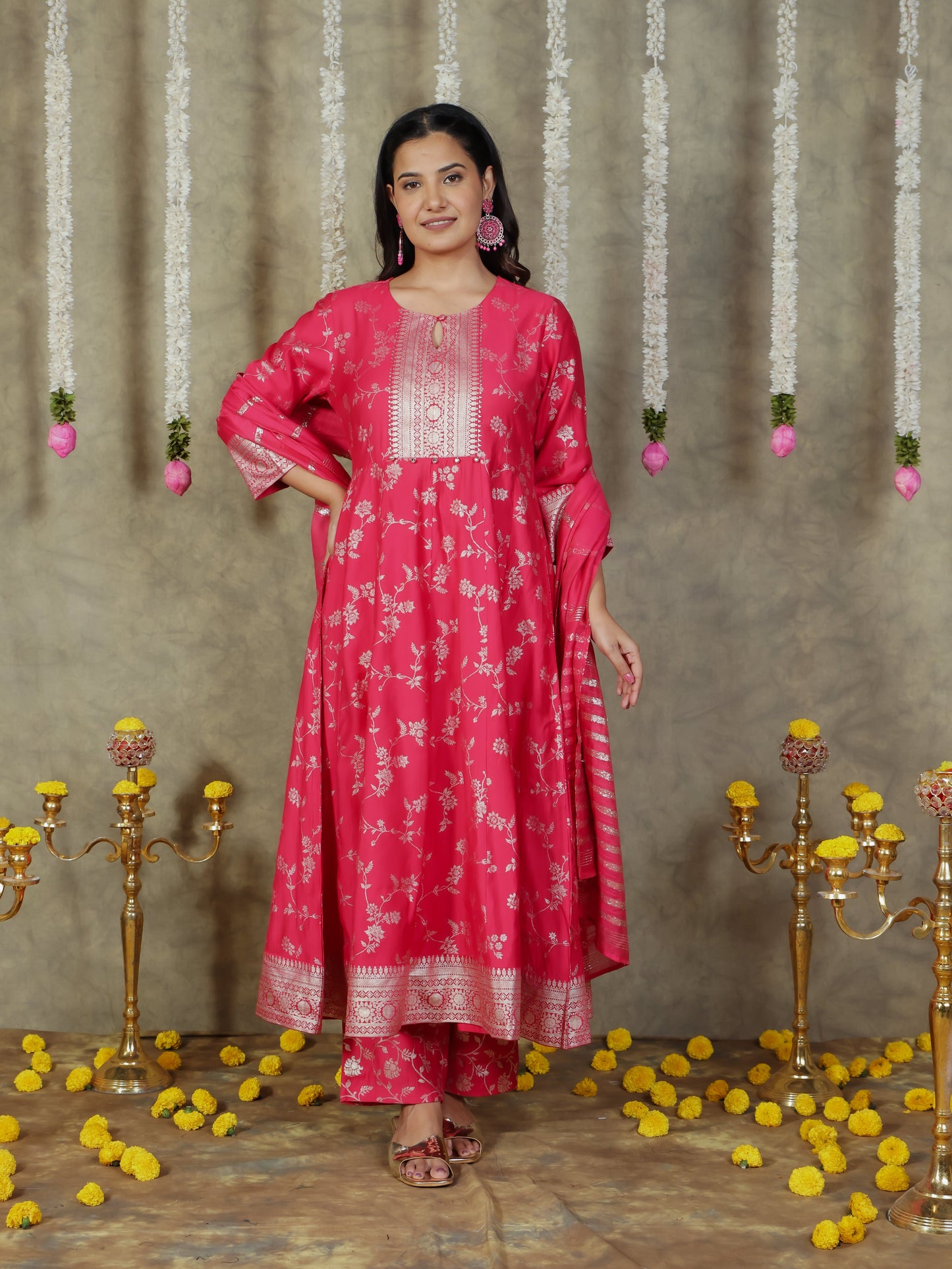 Chanderi Solid Royal Pink Dupatta